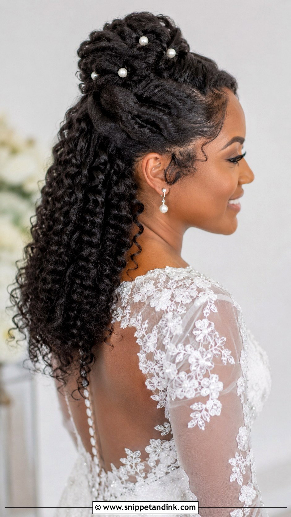 Black Natural Hair Half Up Half Down Wedding Hair - Snippet and Ink - 20 Black Natural Hair Wedding Styles