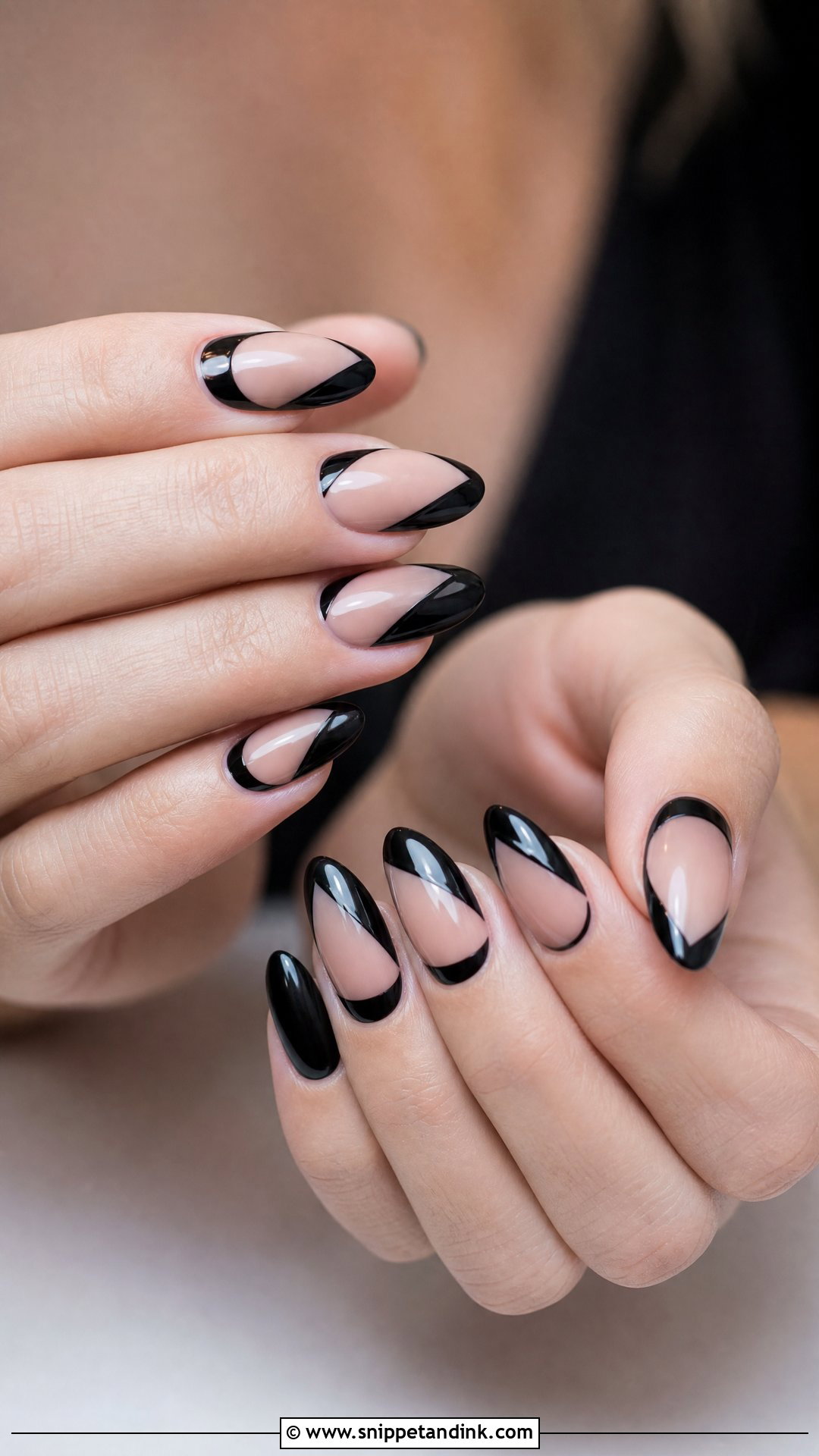 Black Negative Space Bridal Nails - Snippet and Ink - 25 Black Bridal Nails