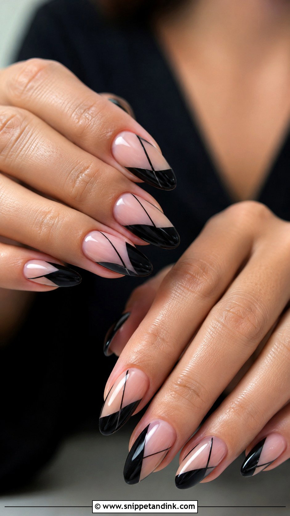 Black Negative Space Wedding Nails - Snippet and Ink - 20 Classy Black Wedding Nails