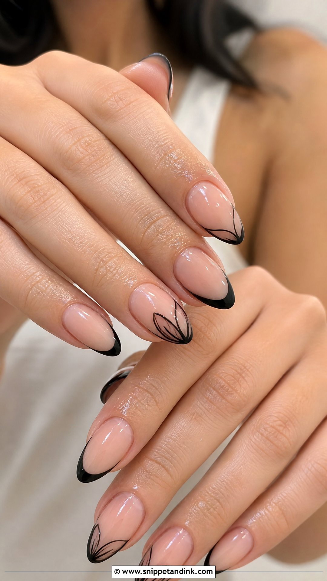 Black Nude Bridal Nails - Snippet and Ink - 25 Black Bridal Nails