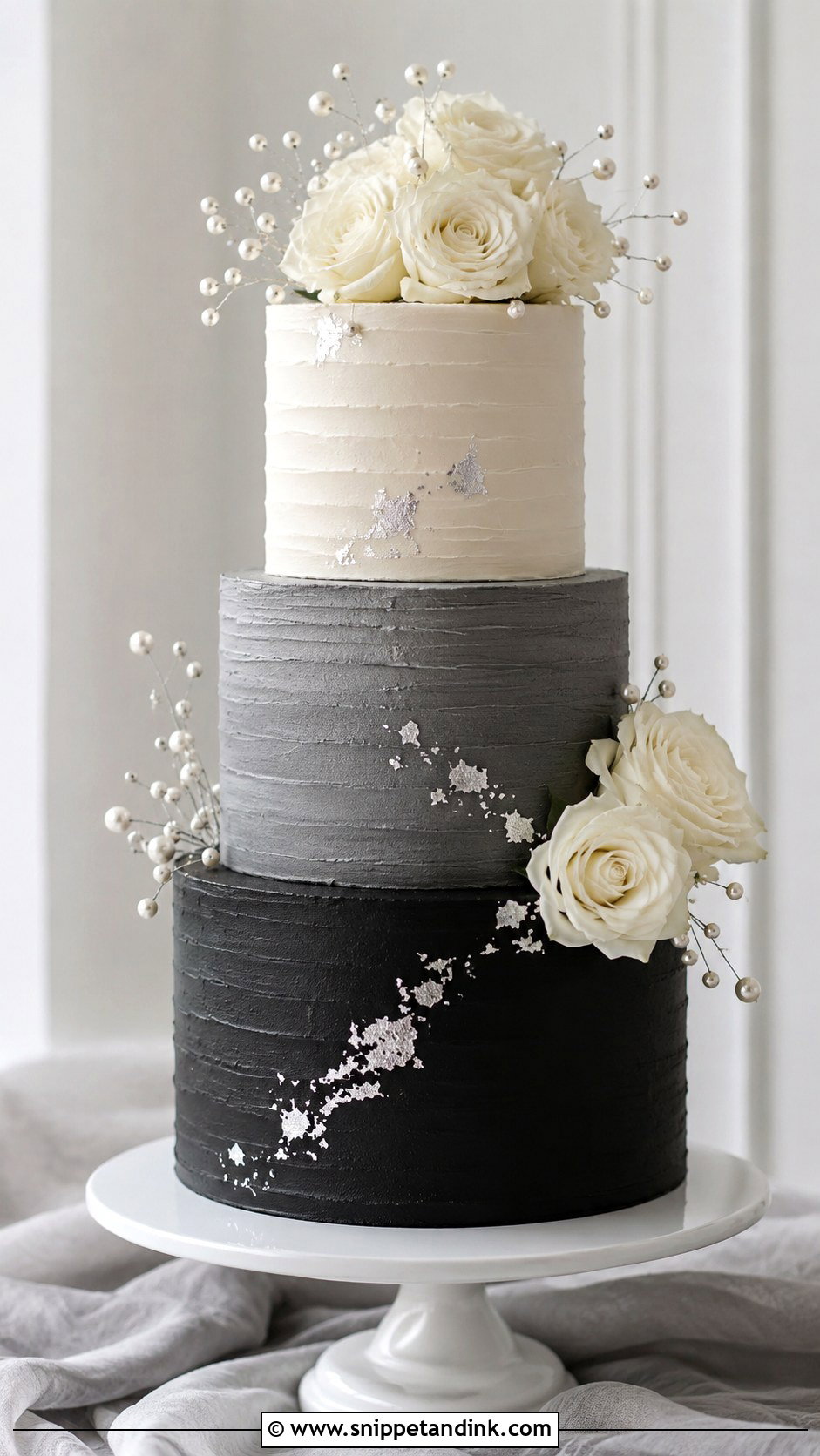Black Ombre Wedding Cake - Snippet and Ink - 20 Black Colour Cake Design Ideas for Wedding