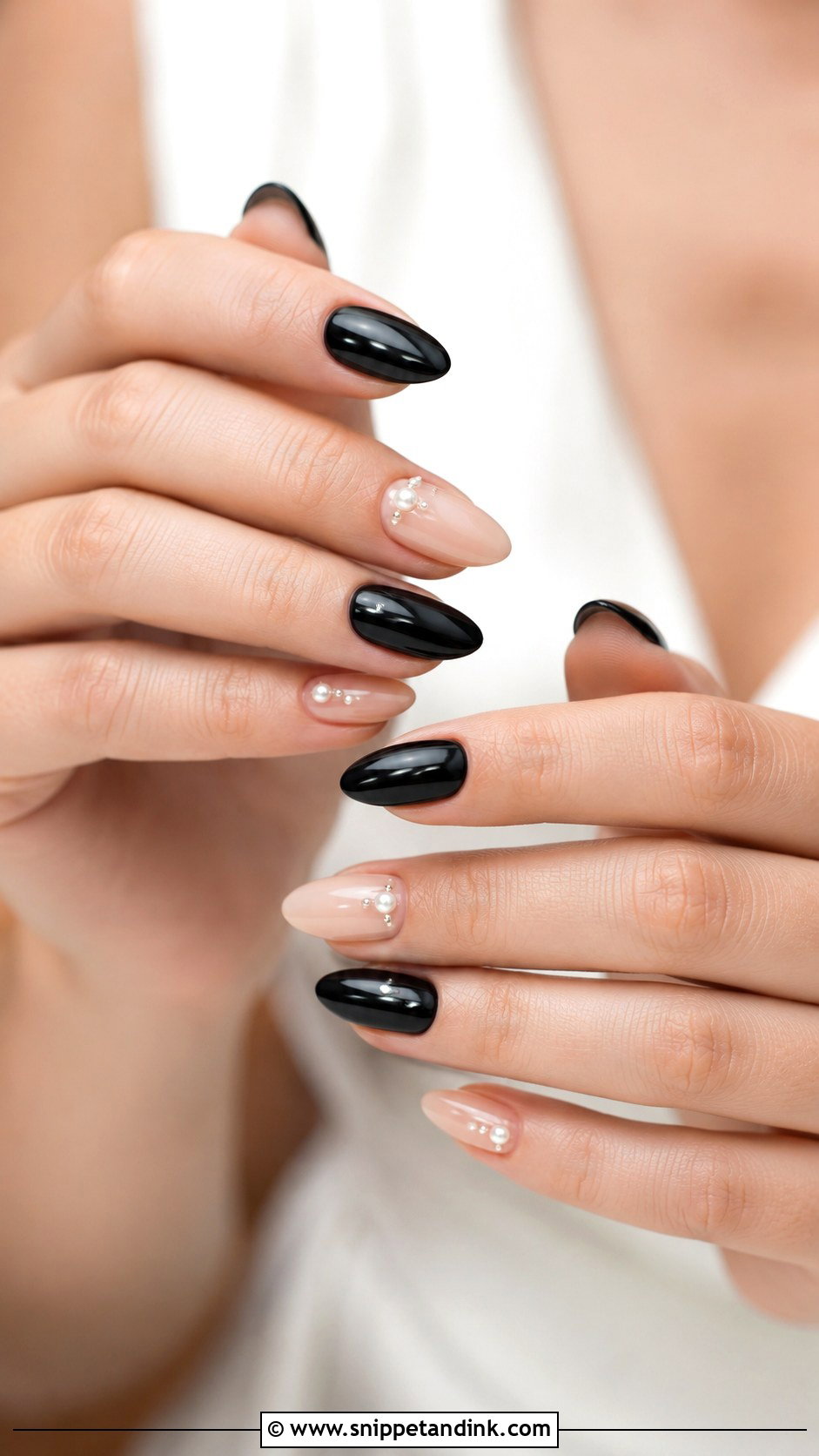 Black Pearl Bridesmaid Nails - Snippet and Ink - 20 Black Bridesmaid Wedding Nails
