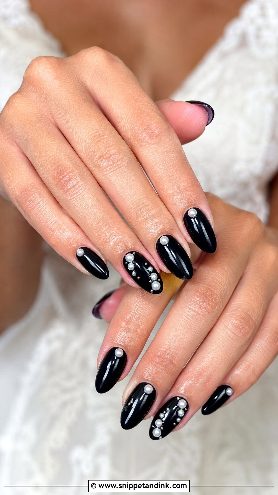 Black Pearl Wedding Nails - Snippet and Ink - 20 Black Nails for Wedding