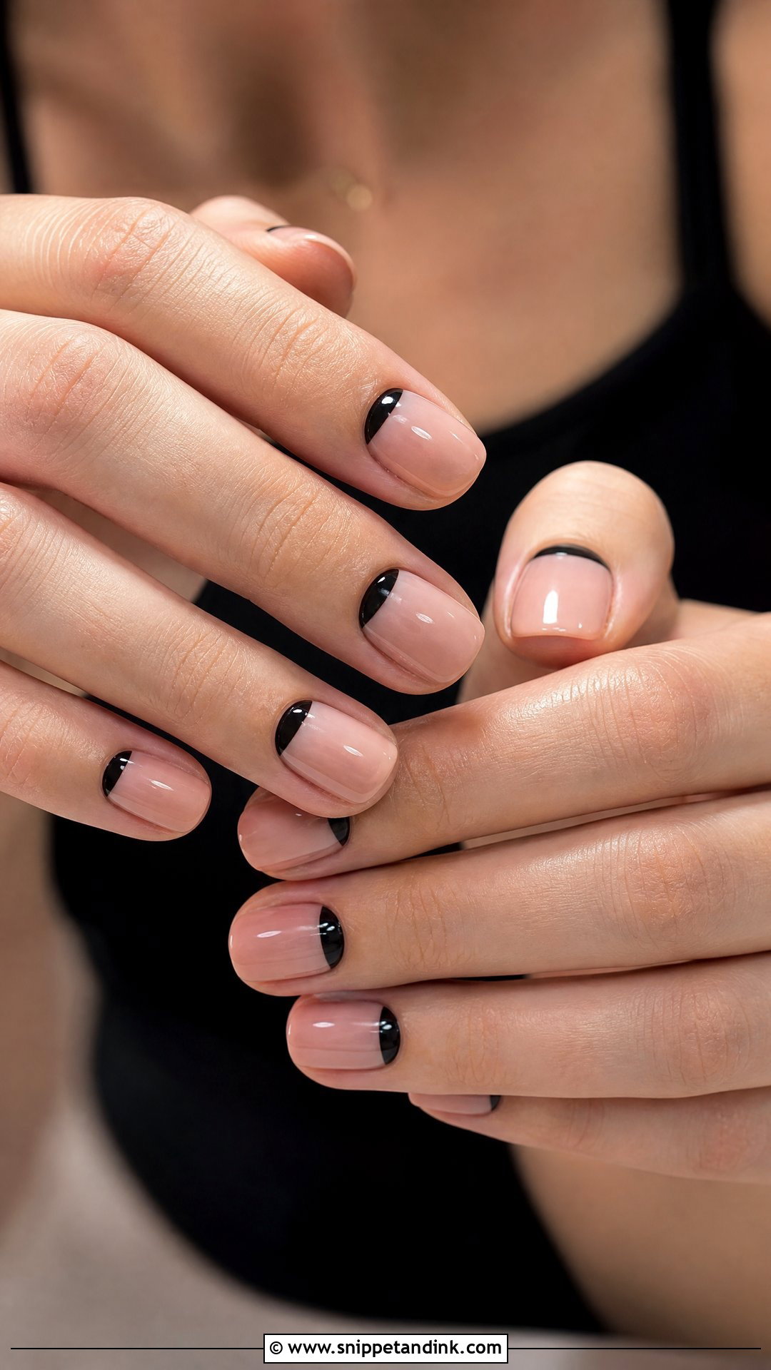 Black Reverse French Wedding Nails - Snippet and Ink - 25 Black Wedding Nails for Bride