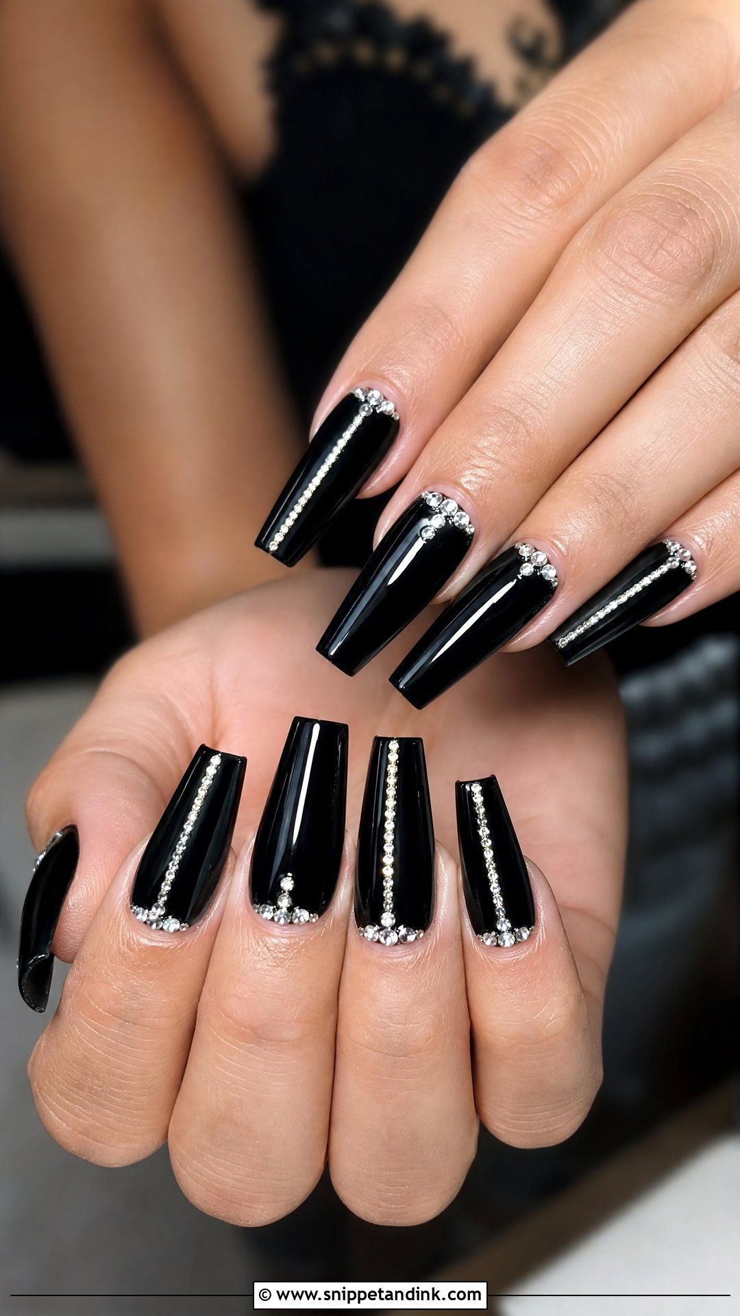 Black Rhinestone Bridal Nails - Snippet and Ink - 25 Black Bridal Nails