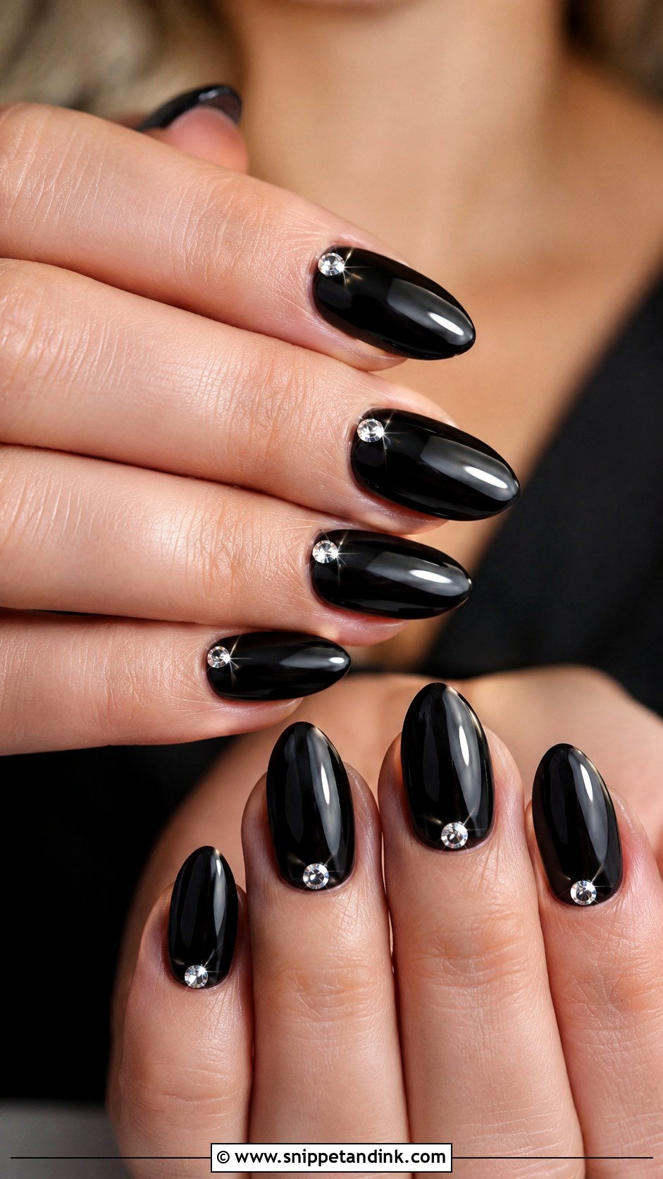 Black Rhinestone Wedding Nails - Snippet and Ink - 30 Black Wedding Nails