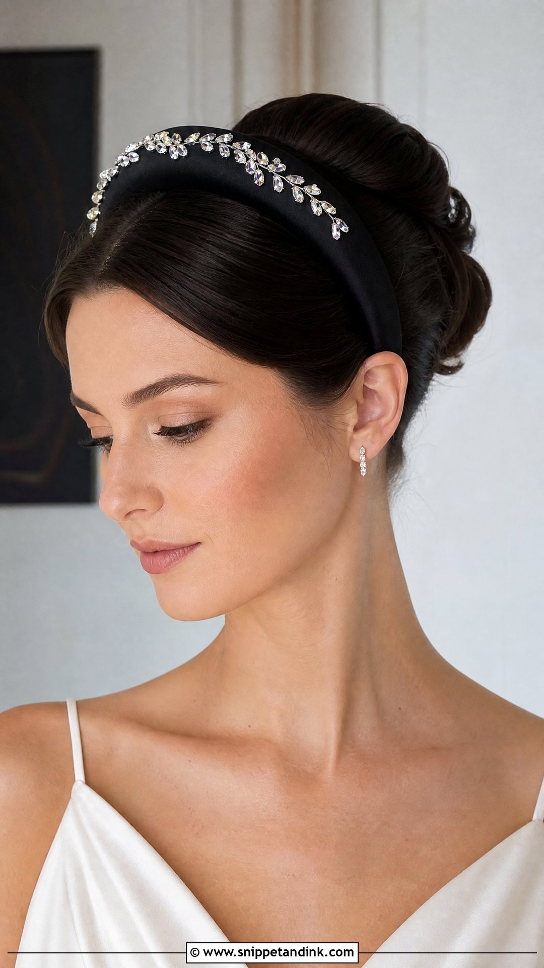 Black Satin Bridal Headband - Snippet and Ink - 20 Bridal Hair Band Ideas
