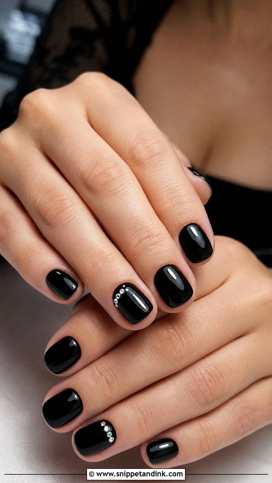 Black Short Wedding Nails - Snippet and Ink - 30 Black Wedding Nails
