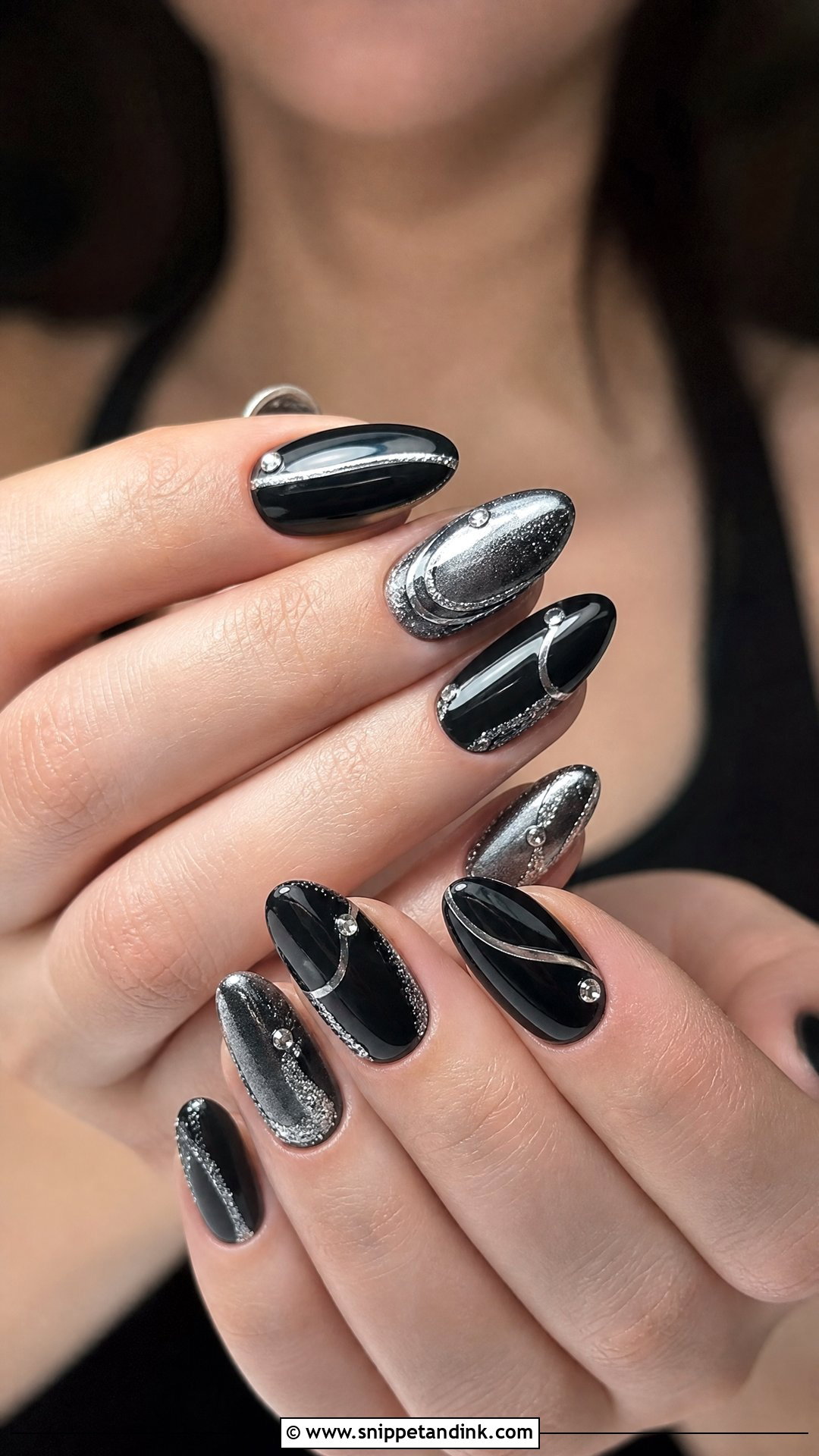 Black Silver Wedding Nails - Snippet and Ink - 25 Black Wedding Nails for Bride