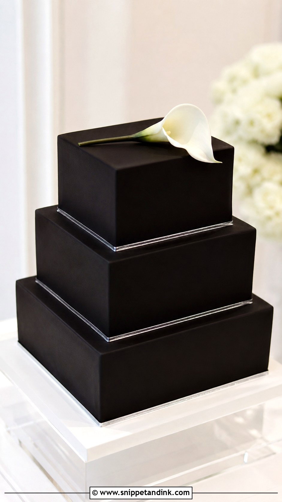 Black Square Wedding Cake - Snippet and Ink - 20 Black Minimalist Cake Ideas for Wedding