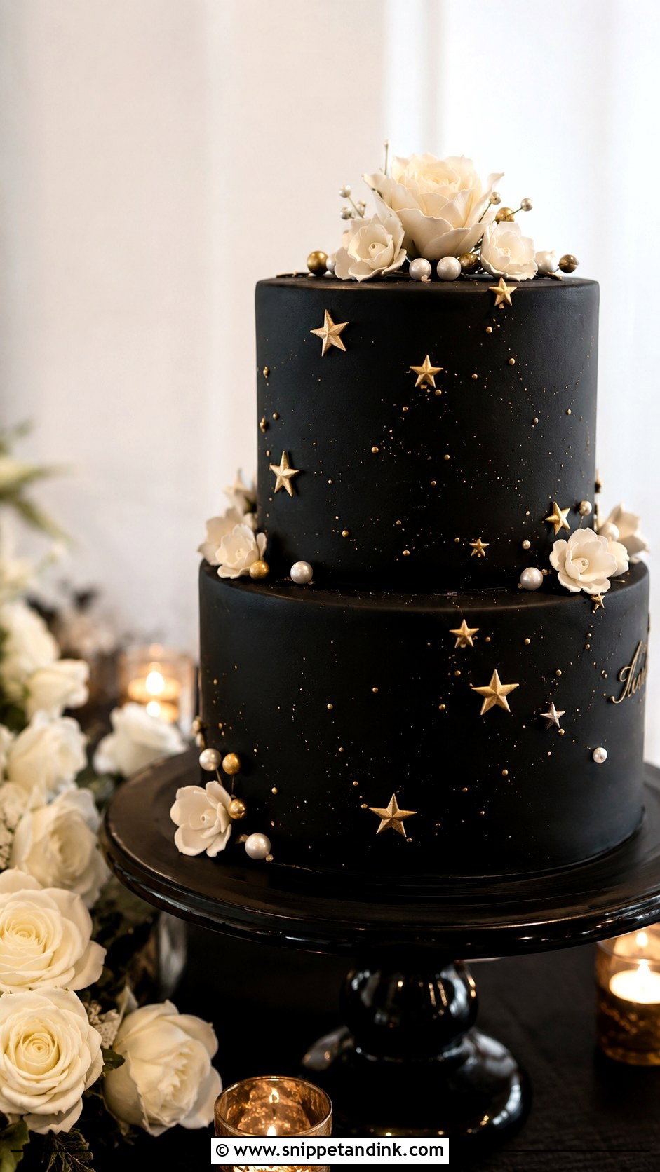Black Star Wedding Cake - Snippet and Ink - 20 Star Wedding Cake Ideas