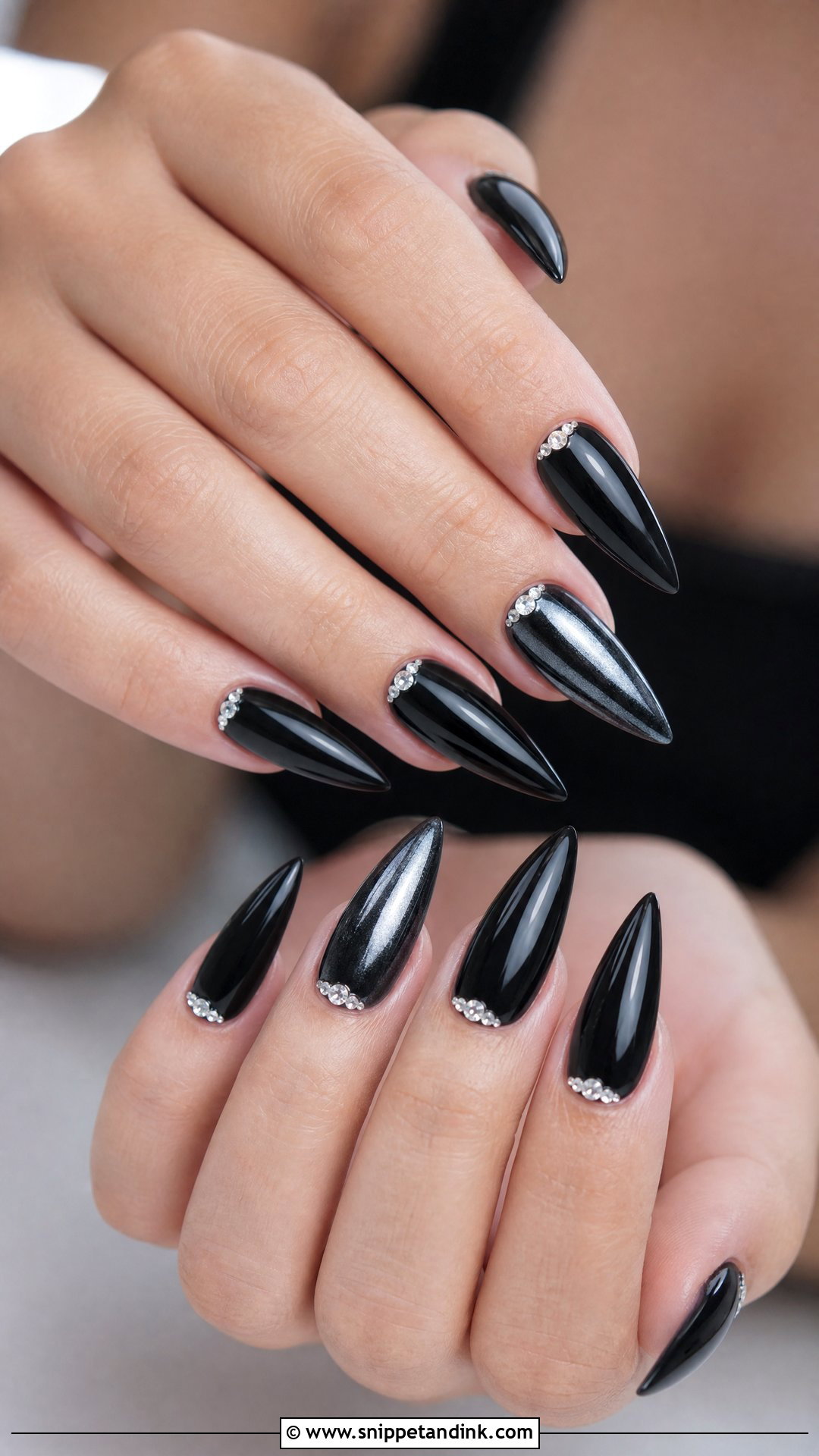 Black Stiletto Bridal Nails - Snippet and Ink - 25 Black Bridal Nails