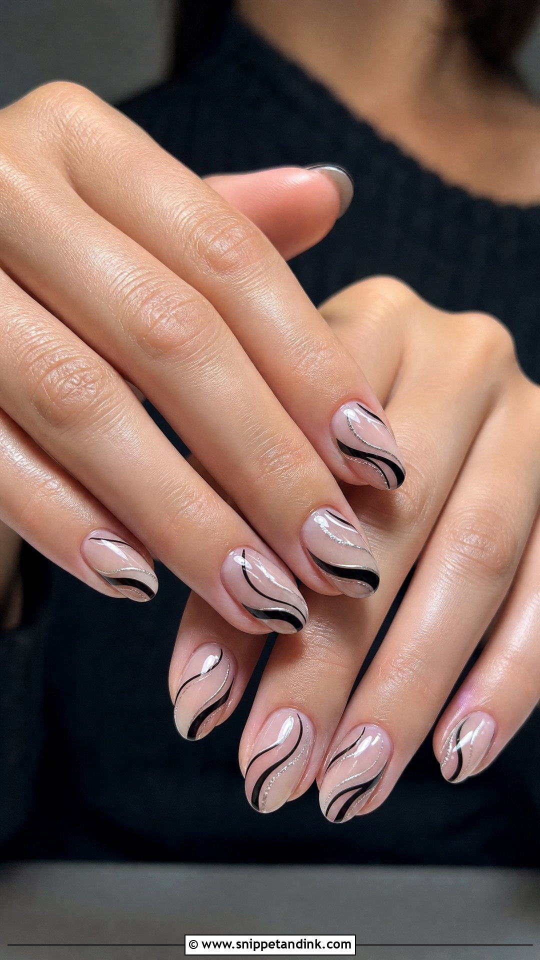 Black Swirl Bridal Nails - Snippet and Ink - 25 Black Bridal Nails