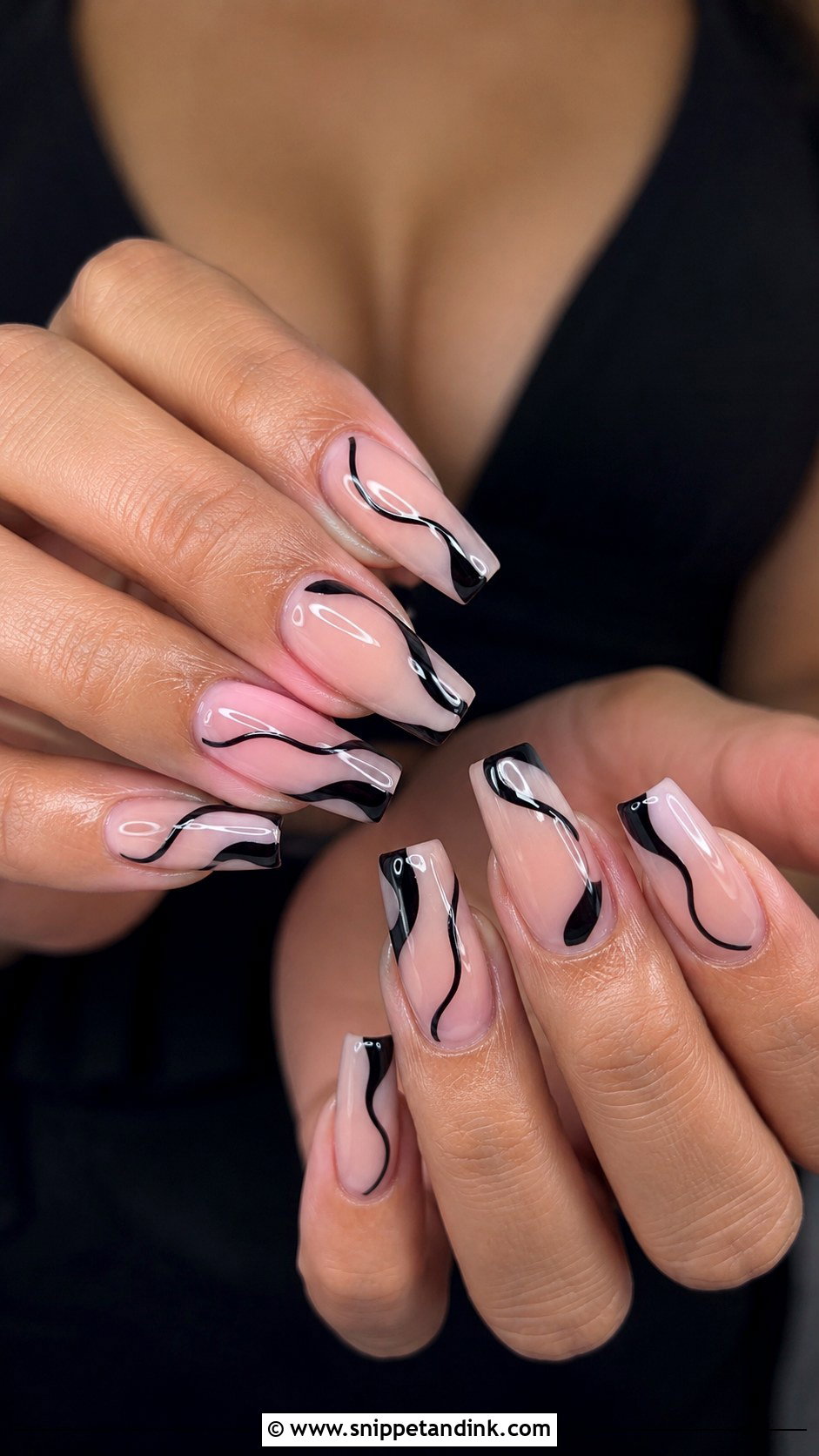 Black Swirl Wedding Nails - Snippet and Ink - 30 Black Wedding Nails