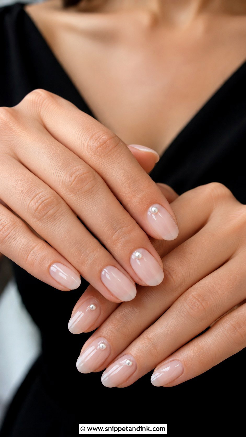 Black Tie Wedding Guest Pearl Accent Nails - Snippet and Ink - 20 Black Tie Wedding Guest Nails