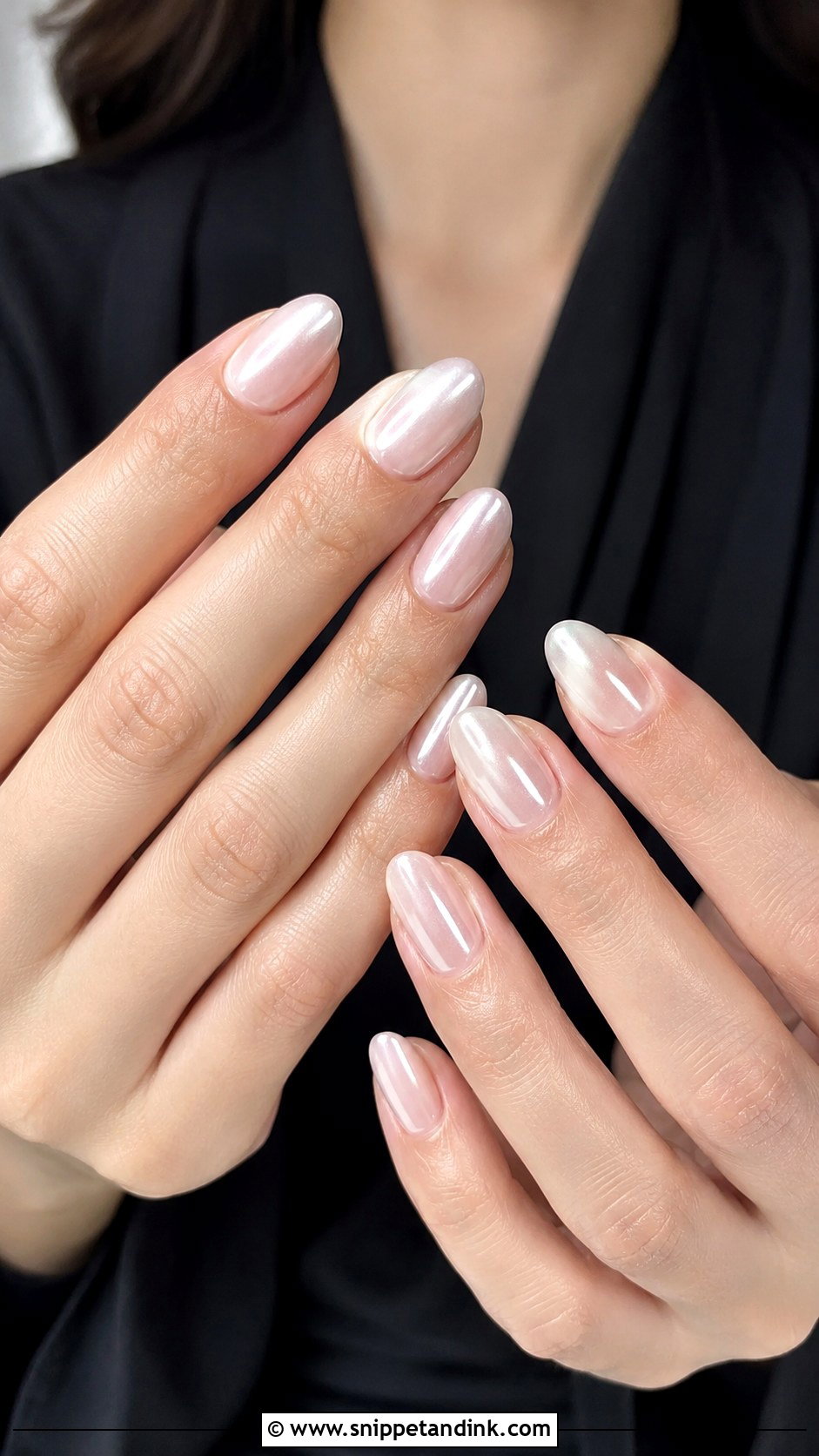 Black Tie Wedding Guest Pearl Chrome Nails - Snippet and Ink - 20 Black Tie Wedding Guest Nails