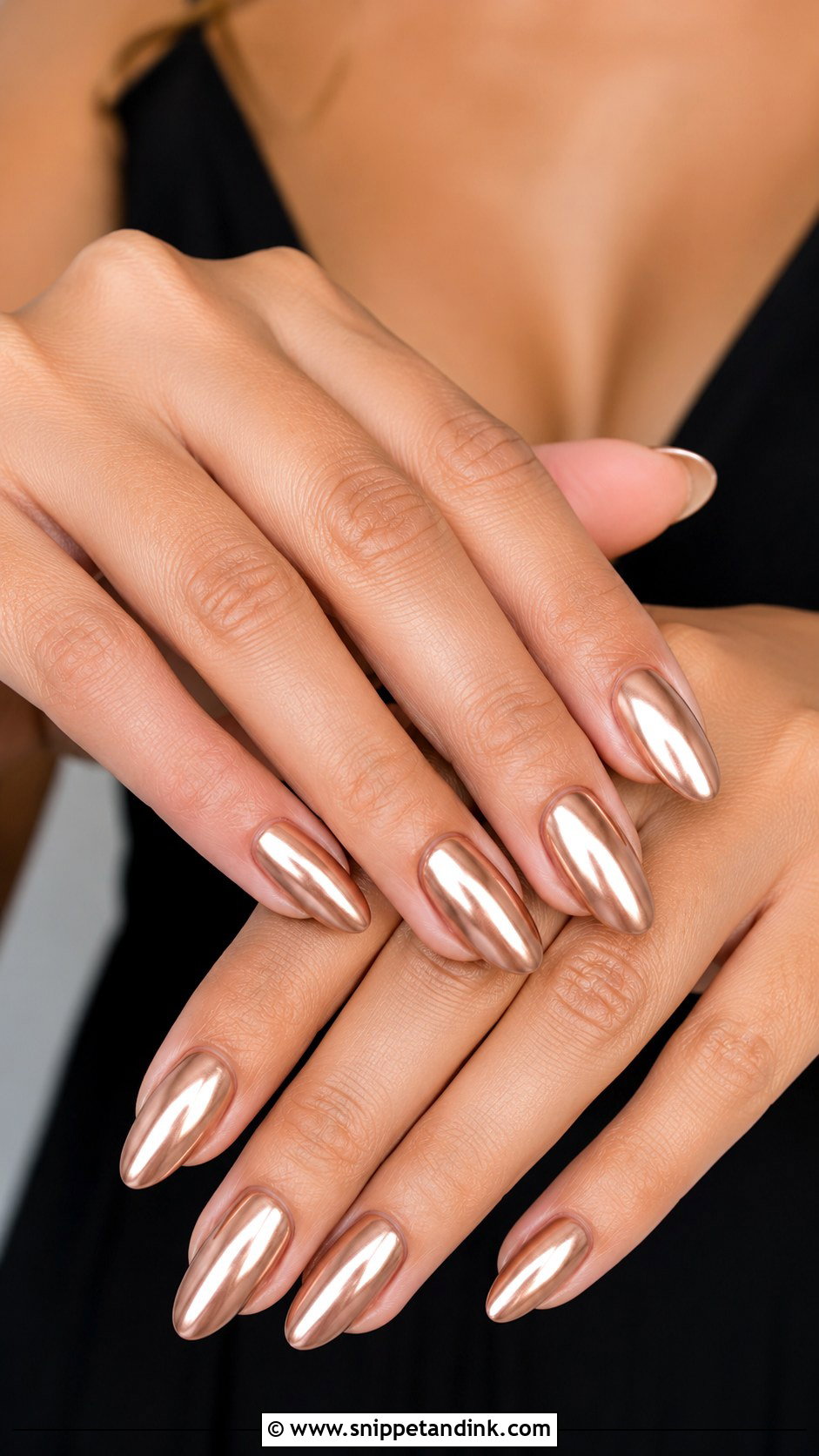 Black Tie Wedding Guest Rose Gold Nails - Snippet and Ink - 20 Black Tie Wedding Guest Nails