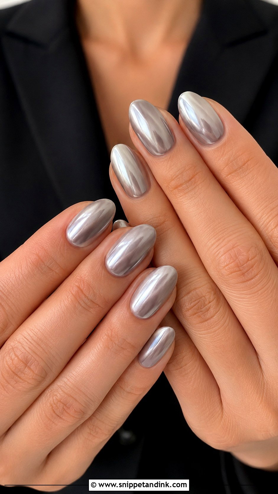 Black Tie Wedding Guest Silver Chrome Nails - Snippet and Ink - 20 Black Tie Wedding Guest Nails