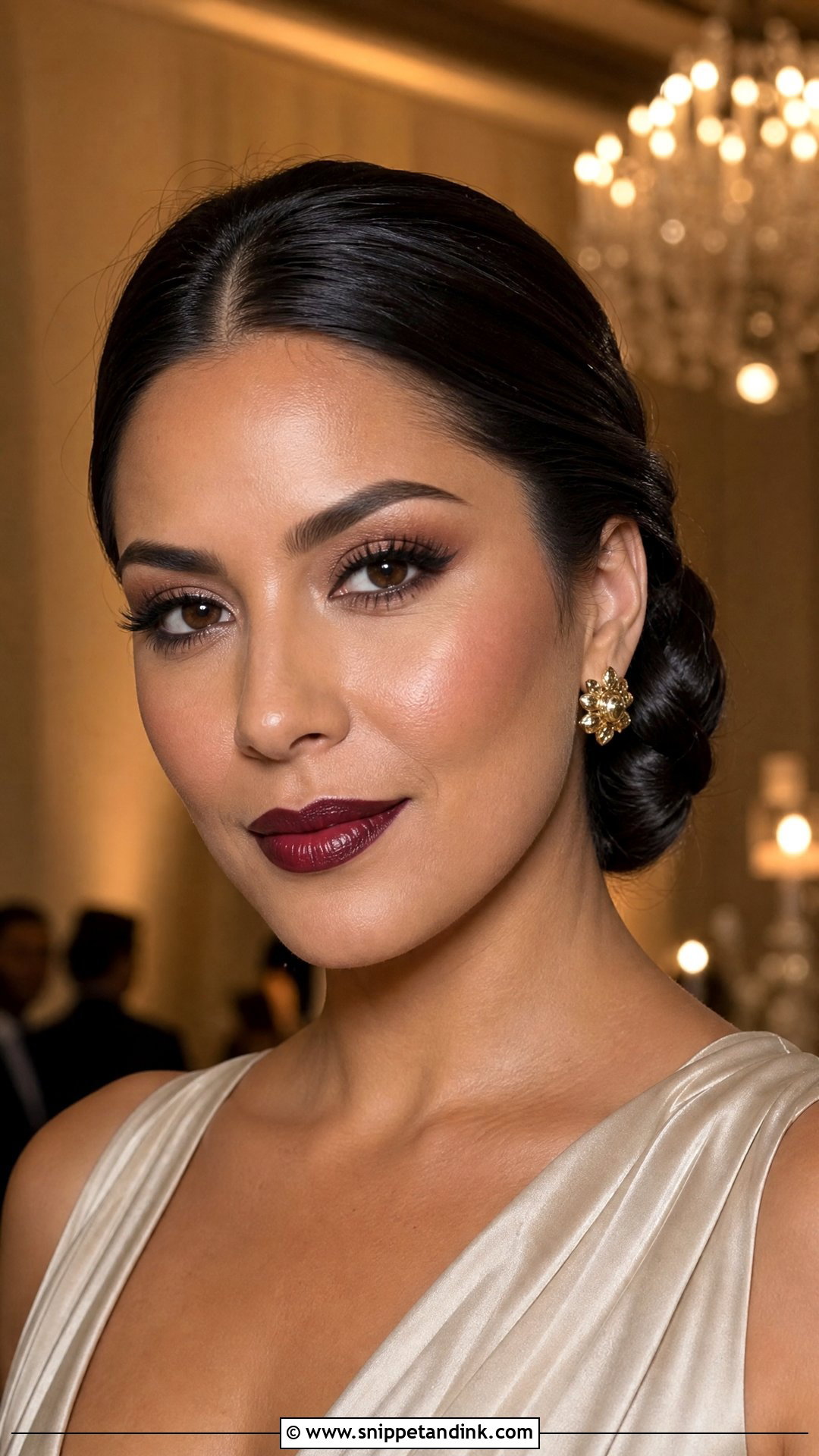Black Tie Wedding Makeup With Burgundy Lip - Snippet and Ink - 20 Black Tie Wedding Makeup Ideas