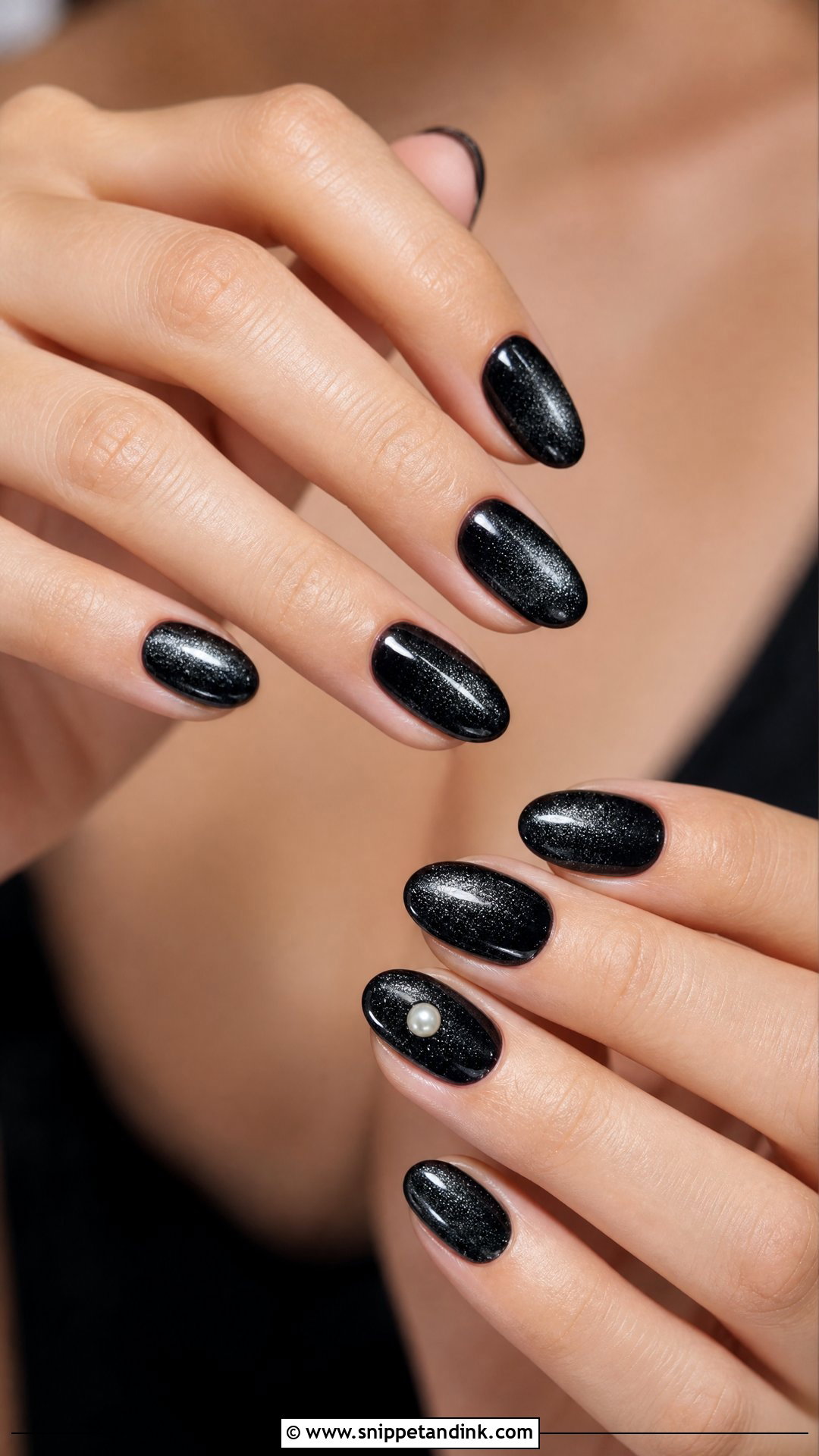 Black Velvet Bridal Nails - Snippet and Ink - 25 Black Bridal Nails