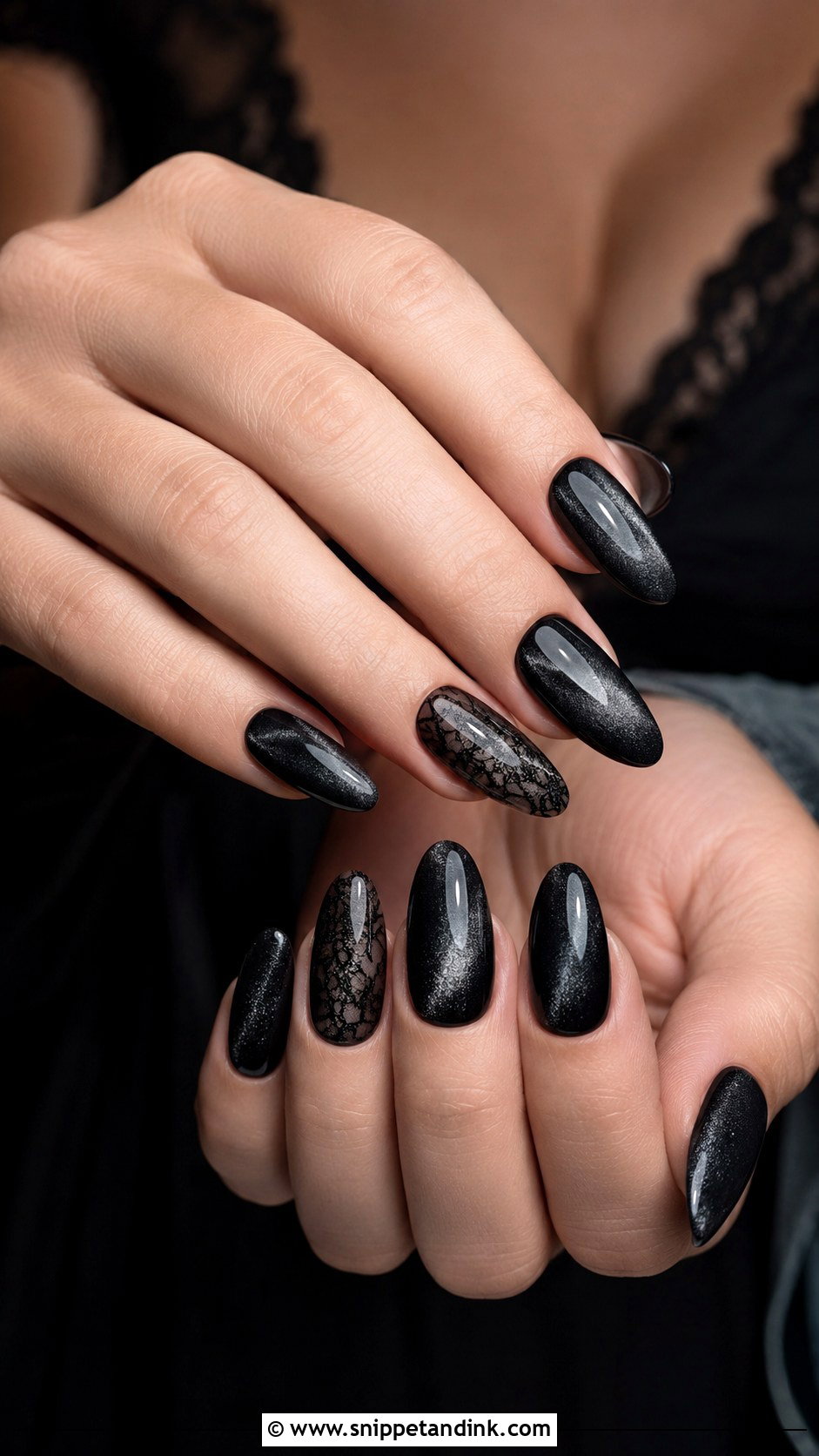 Black Velvet Gothic Wedding Nails - Snippet and Ink - 20 Gothic Wedding Nails