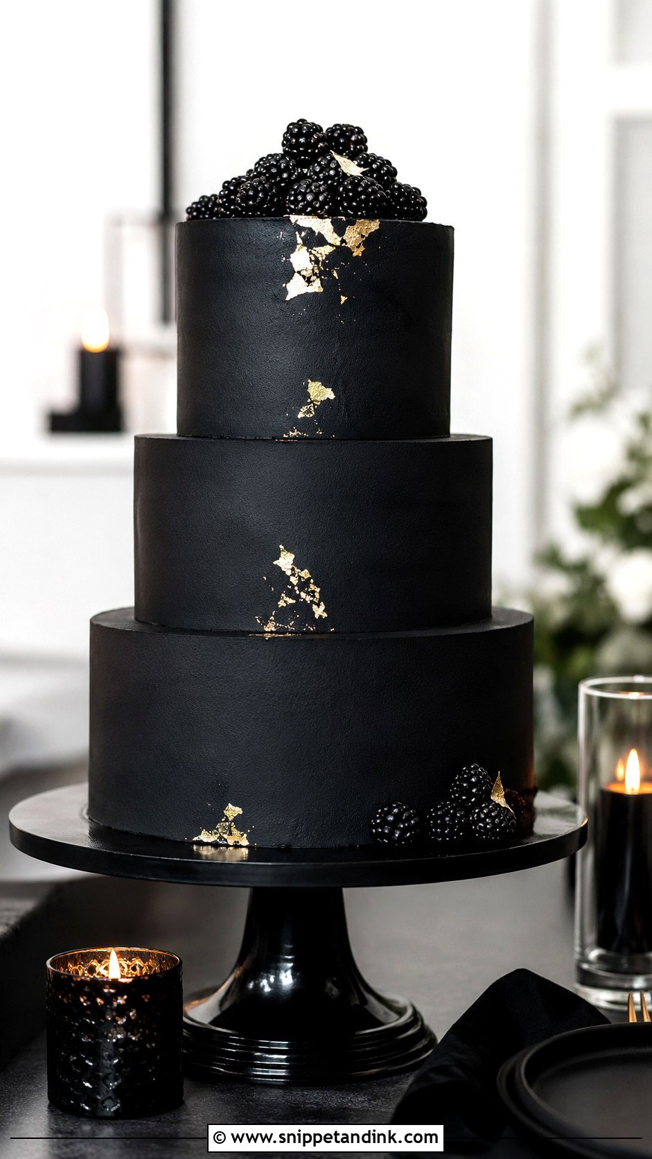 Black Wedding Cake - Snippet and Ink - 30 Masculine Wedding Cake Ideas