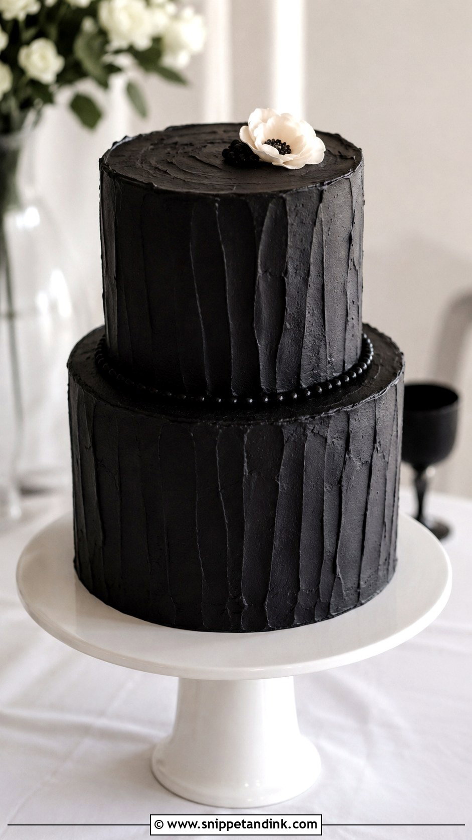 Black Wedding Cake With Texture - Snippet and Ink - 20 Black Minimalist Cake Ideas for Wedding