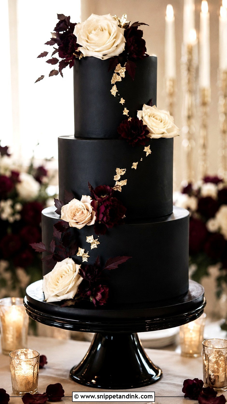 Black Wedding Cake - Snippet and Ink - 20 Dramatic Wedding Cake Ideas
