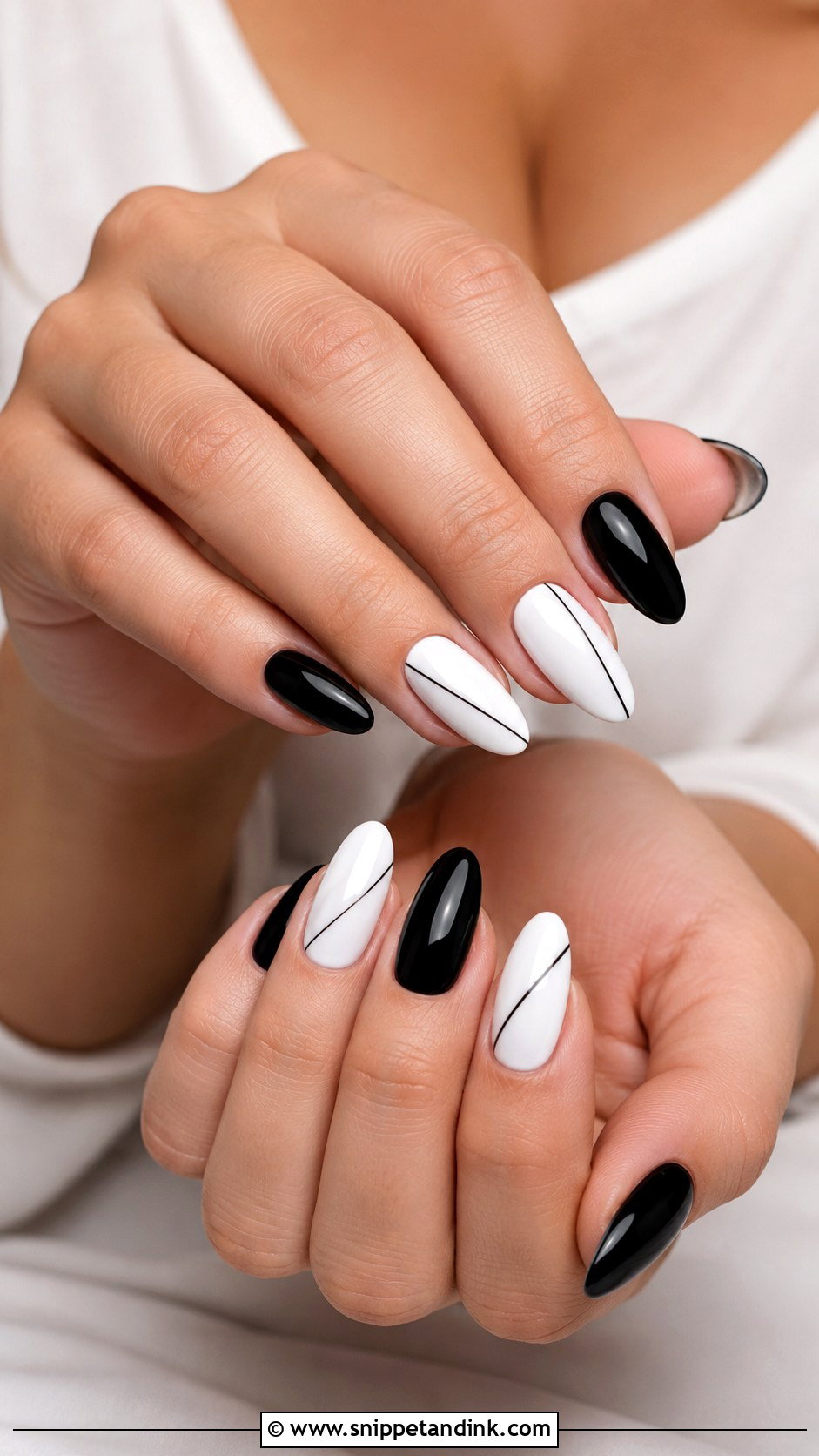 Black White Bridesmaid Nails - Snippet and Ink - 20 Black Bridesmaid Wedding Nails