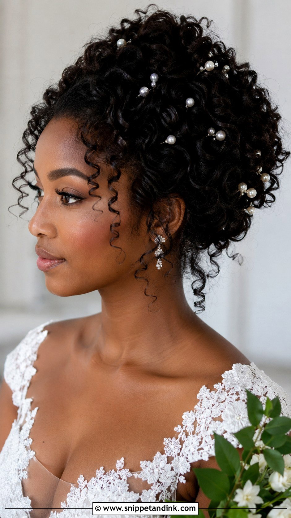 Black Woman Bridal Curly Updo - Snippet and Ink - 20 Black Woman Bridal Hair Ideas