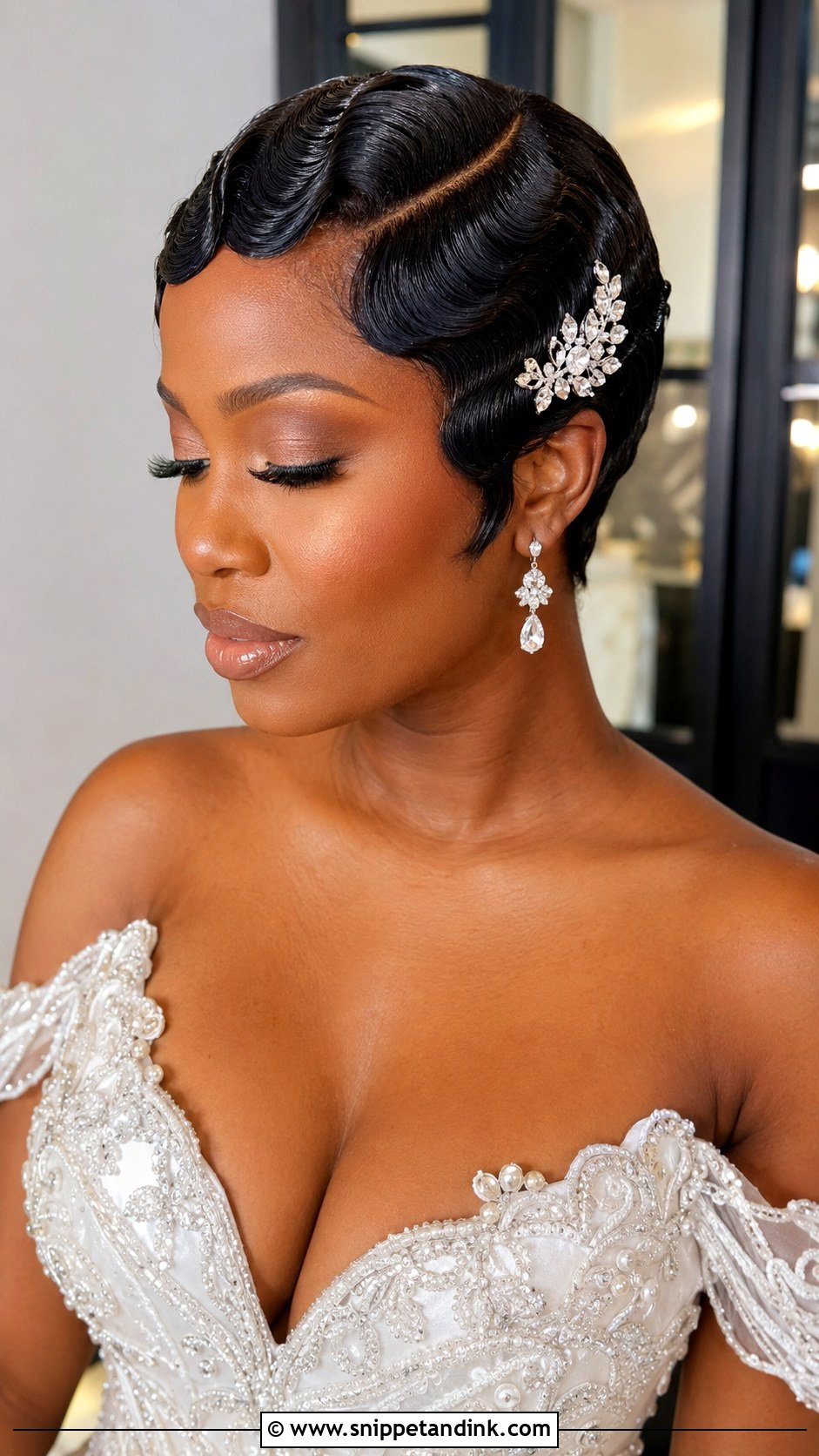 Black Woman Bridal Finger Waves - Snippet and Ink - 20 Black Woman Bridal Hair Ideas