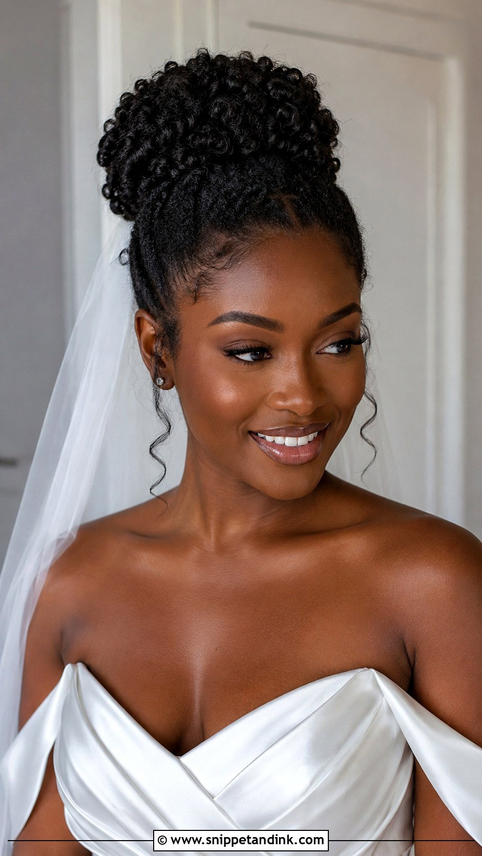 Black Woman Bridal High Bun - Snippet and Ink - 20 Black Woman Bridal Hair Ideas