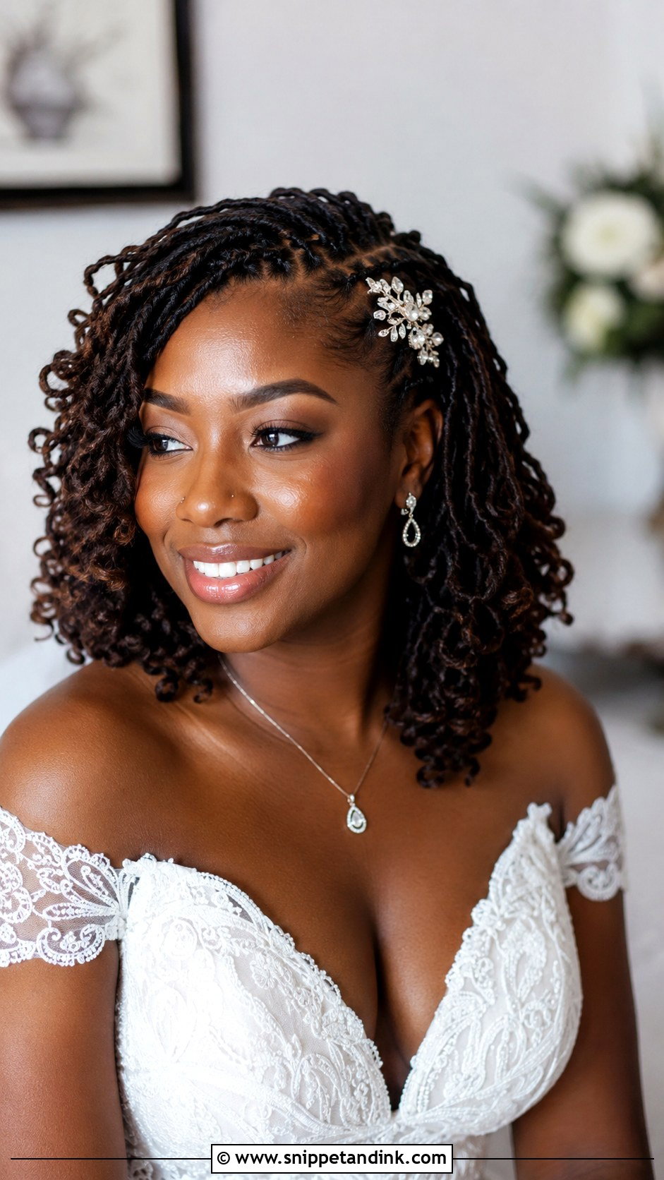 Black Woman Bridal Loc Curls - Snippet and Ink - 20 Black Woman Bridal Hair Ideas