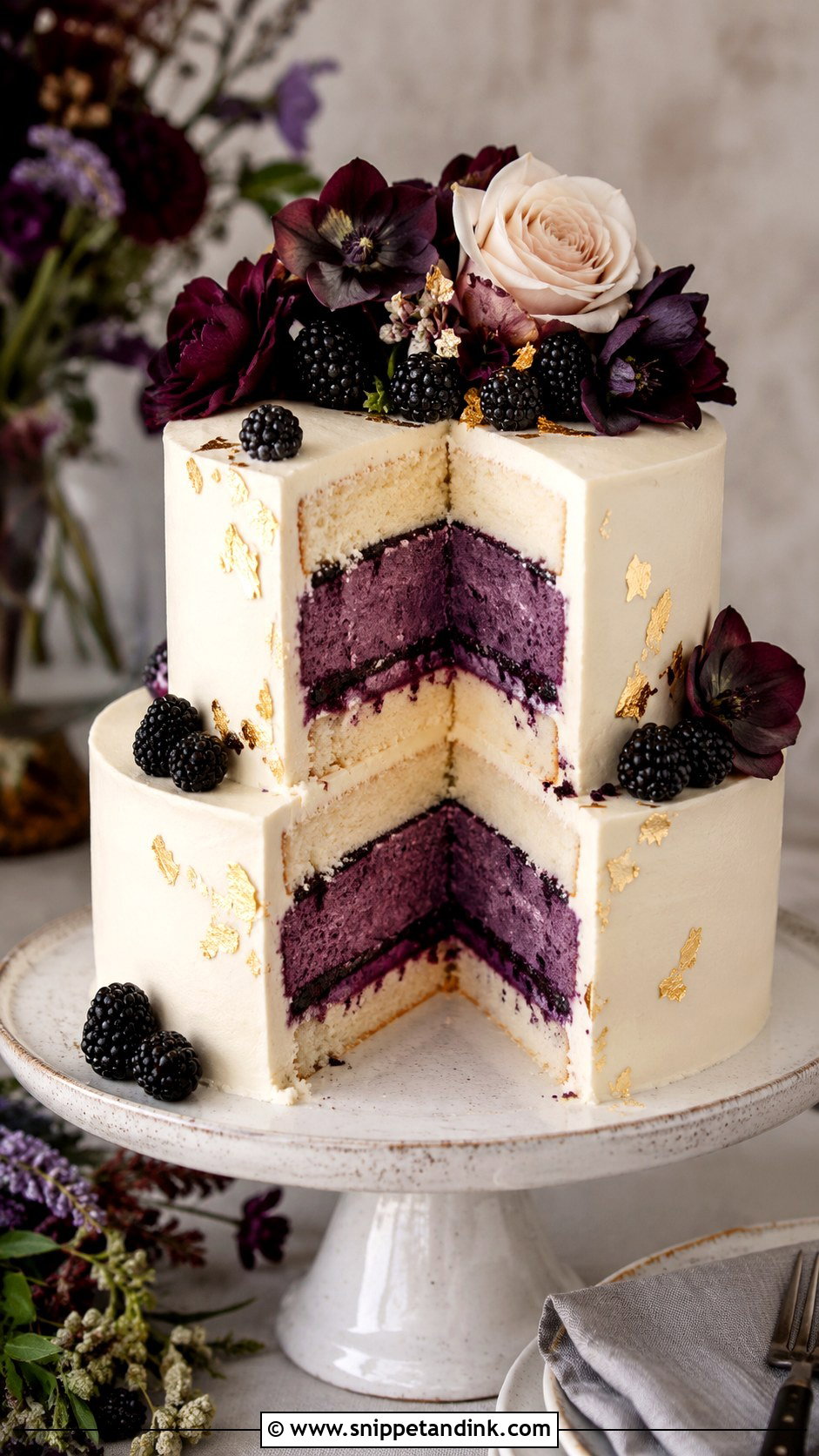 Blackberry Mousse Wedding Cake - Snippet and Ink - 25 Mousse Wedding Cake Ideas