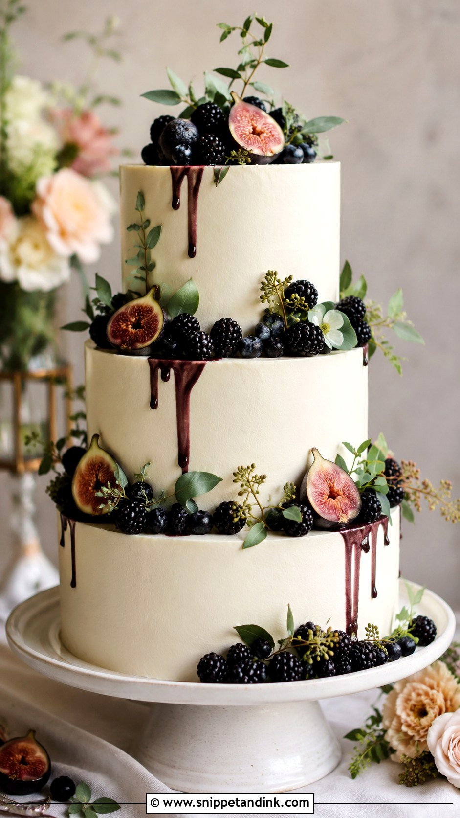 Blackberry Wedding Cake - Snippet and Ink - 20 Fresh Fruit Wedding Cake Ideas