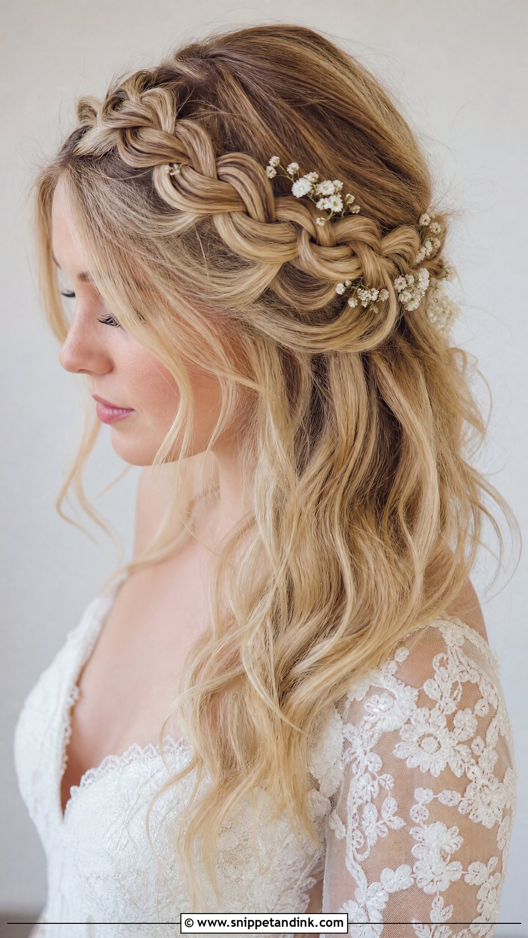 Blond Braided Crown Wedding Hair - Snippet and Ink - 15 Blond Wedding Hair Ideas