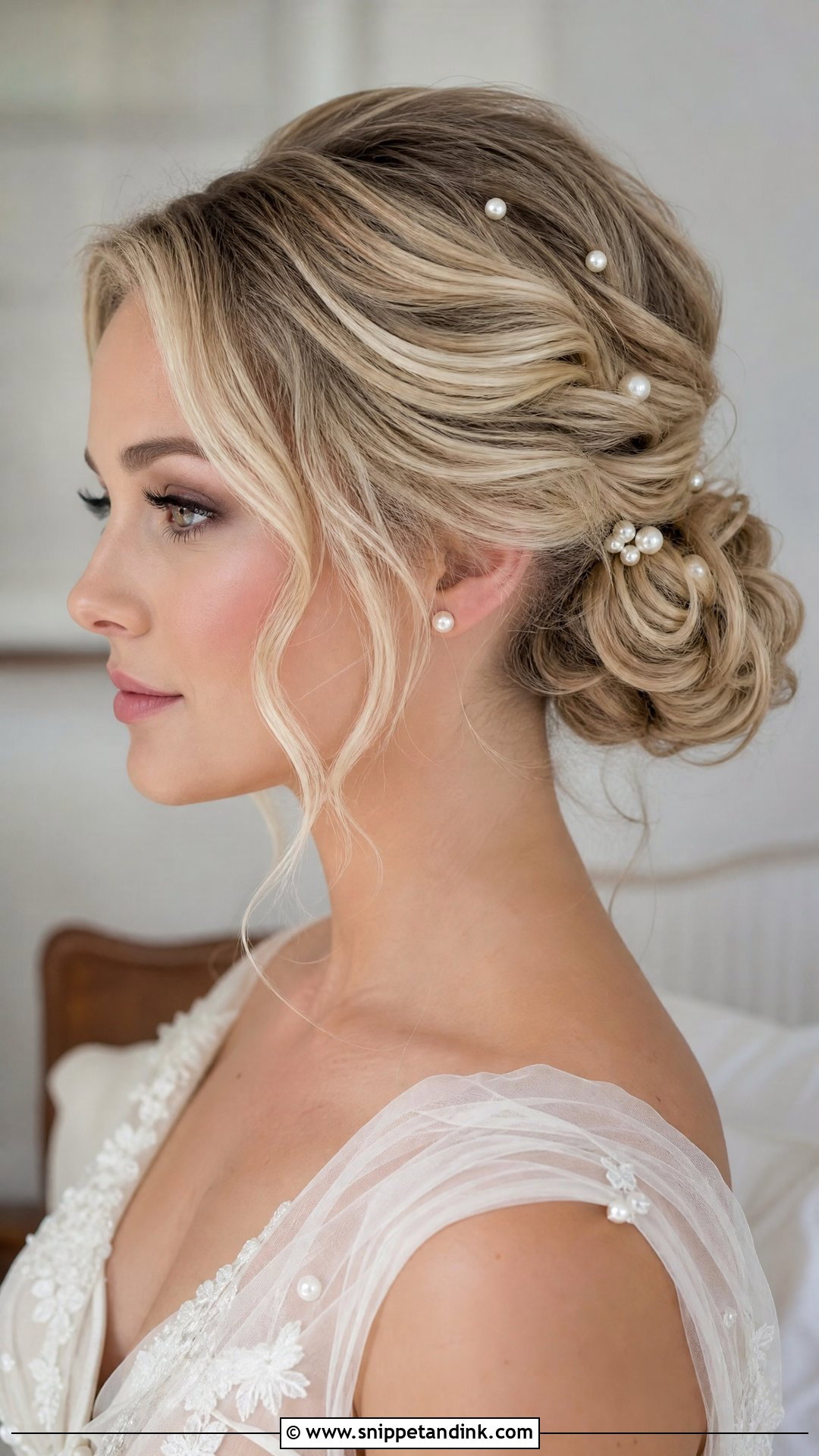 Blond Pearl Pin Wedding Hair - Snippet and Ink - 15 Blond Wedding Hair Ideas