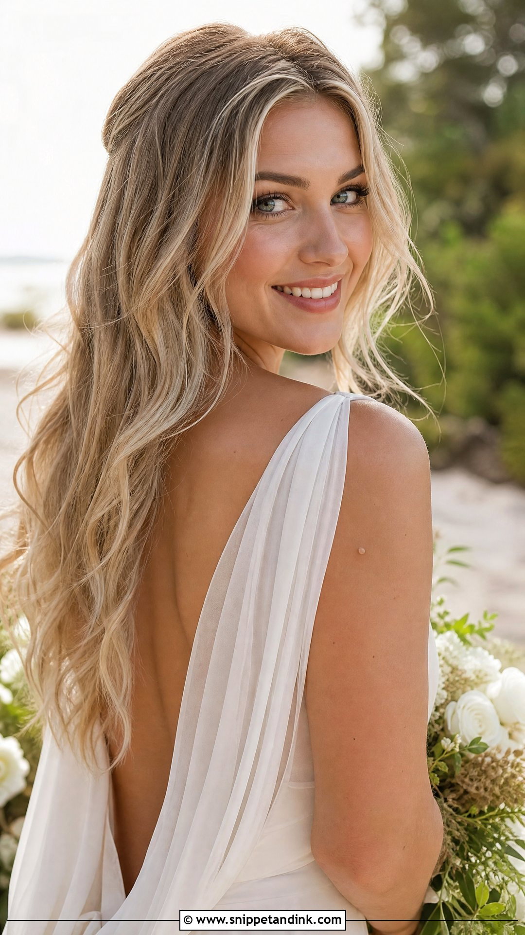 Blonde Beach Waves Wedding Hair Down - Snippet and Ink - 15 Blonde Wedding Hair Down Ideas
