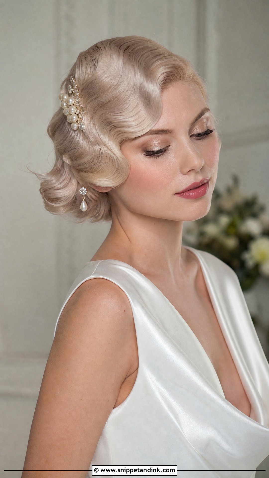 Blonde Bob With Finger Waves Wedding Hair - Snippet and Ink - 15 Blonde Bob Wedding Hair Ideas