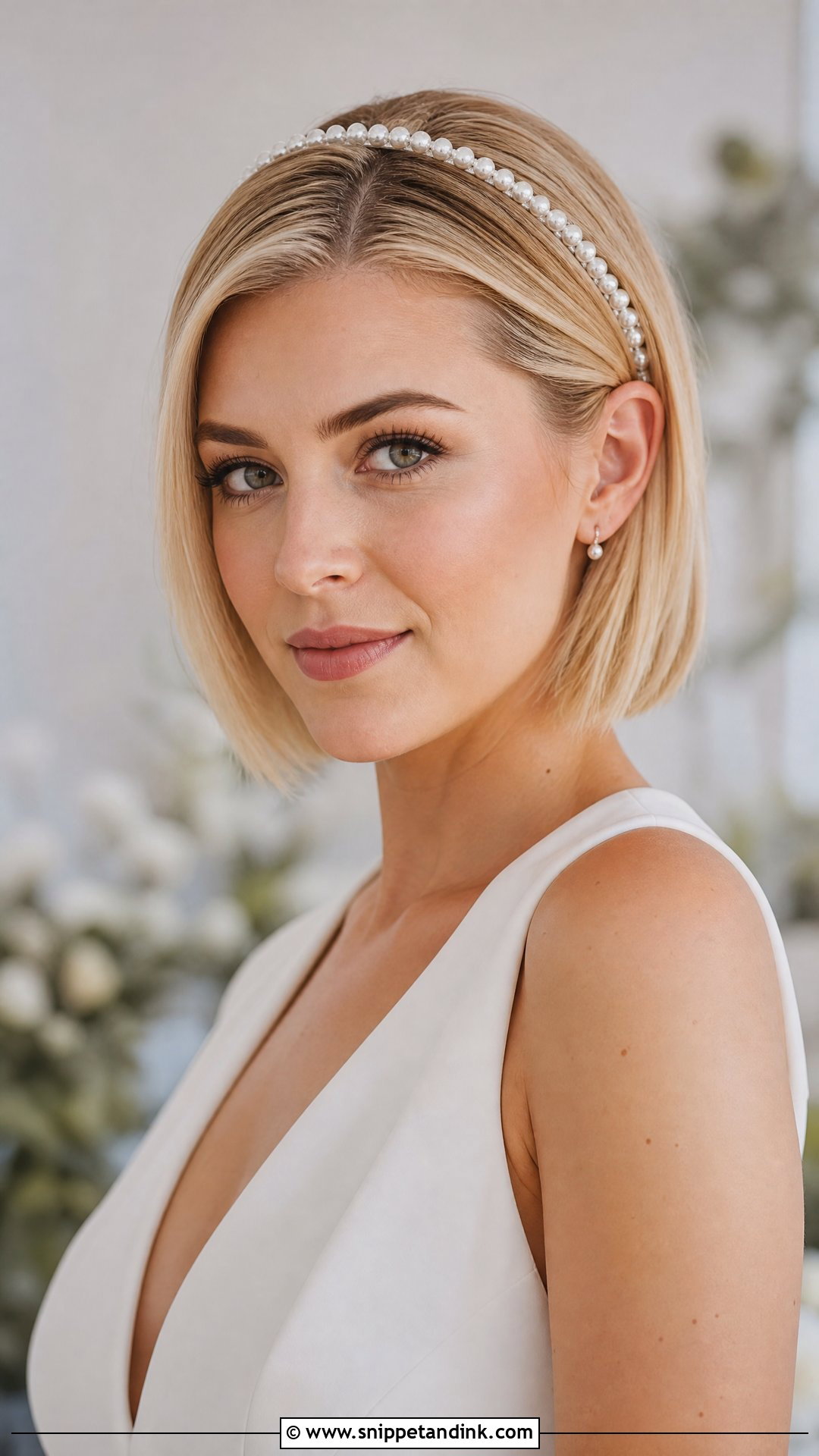 Blonde Bob With Headband Wedding Hair - Snippet and Ink - 15 Blonde Bob Wedding Hair Ideas