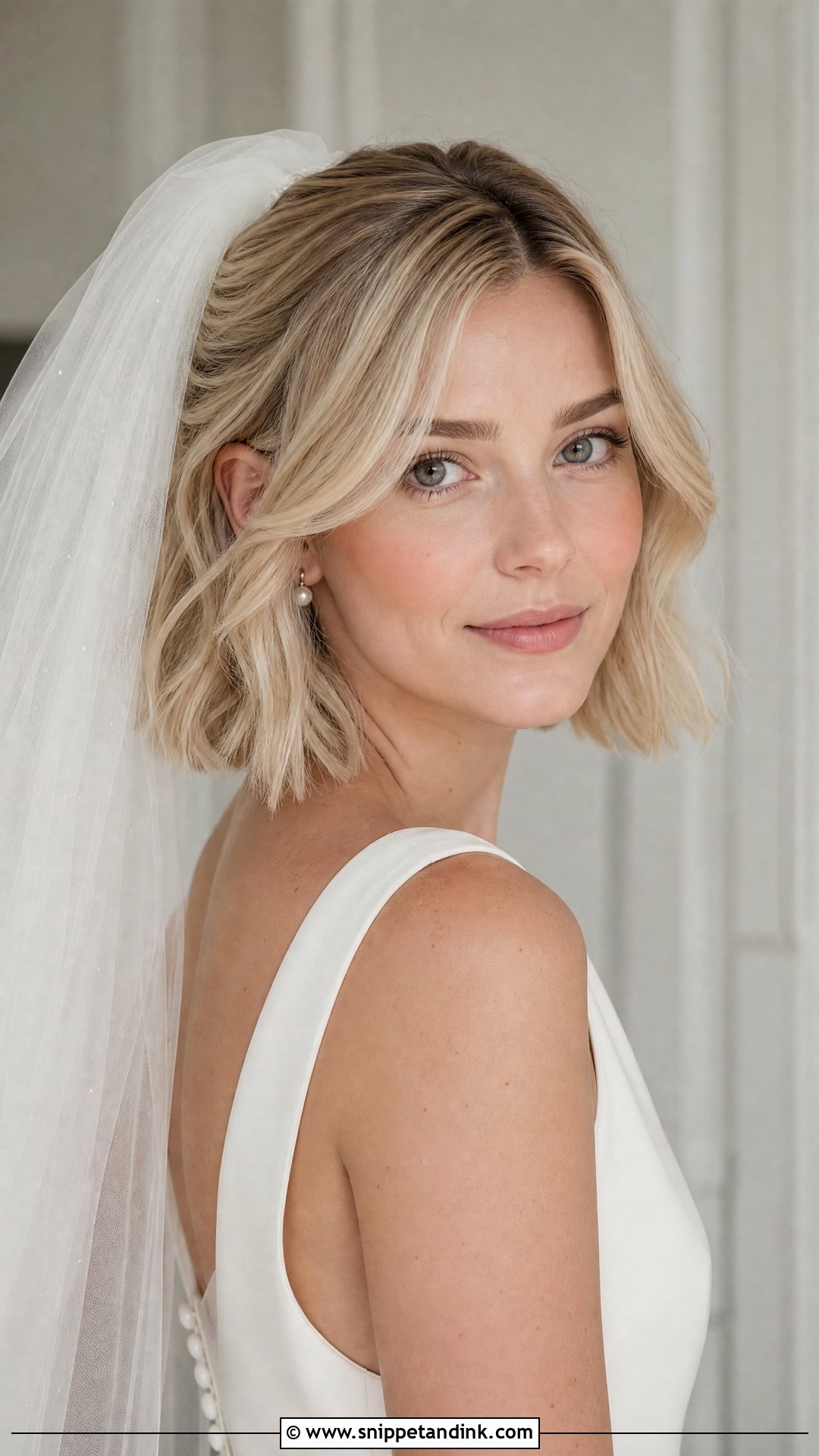 Blonde Bob With Veil Wedding Hair - Snippet and Ink - 15 Blonde Bob Wedding Hair Ideas