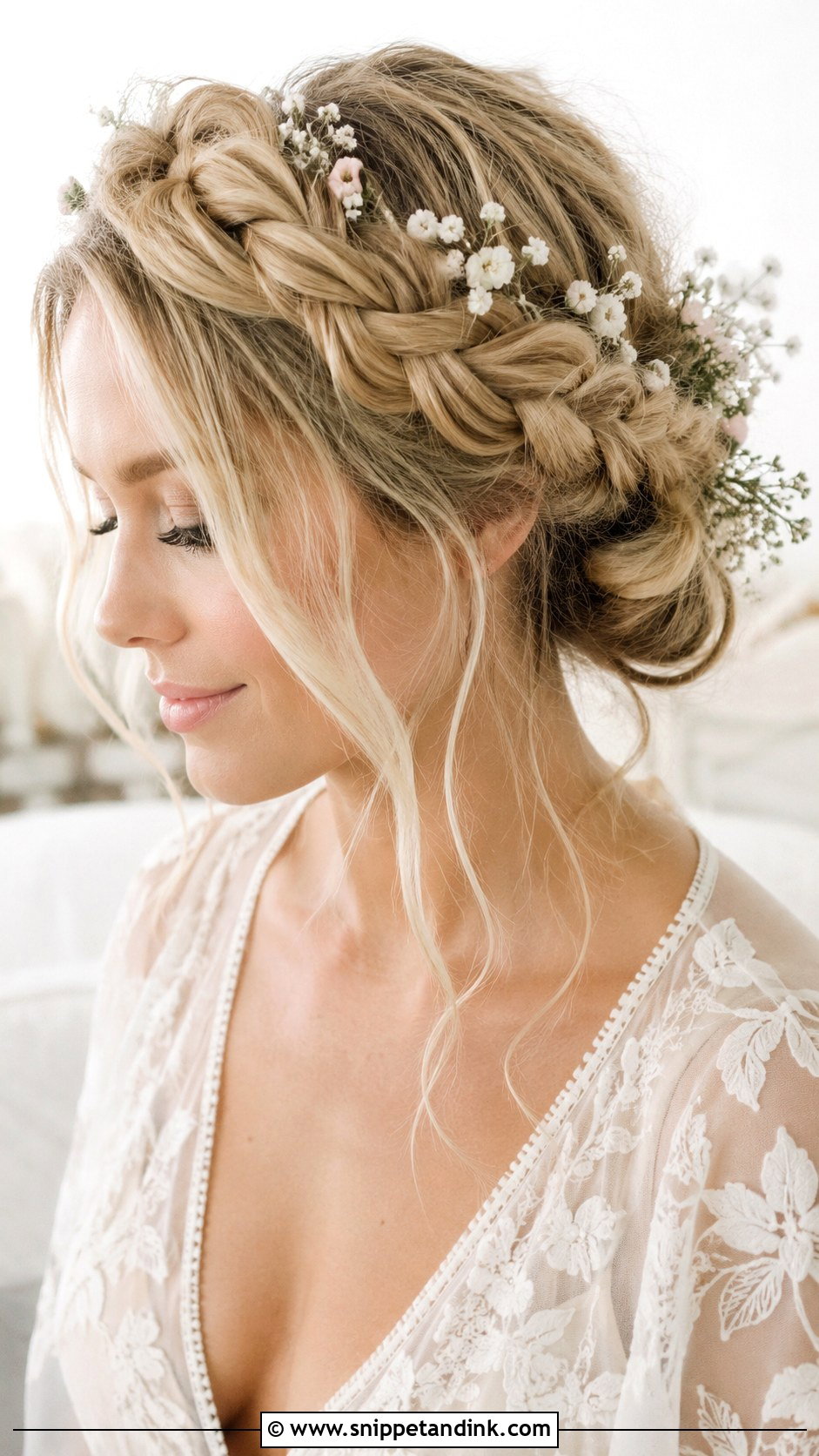 Blonde Boho Braided Crown - Snippet and Ink - 25 Blonde Bridal Hair Ideas