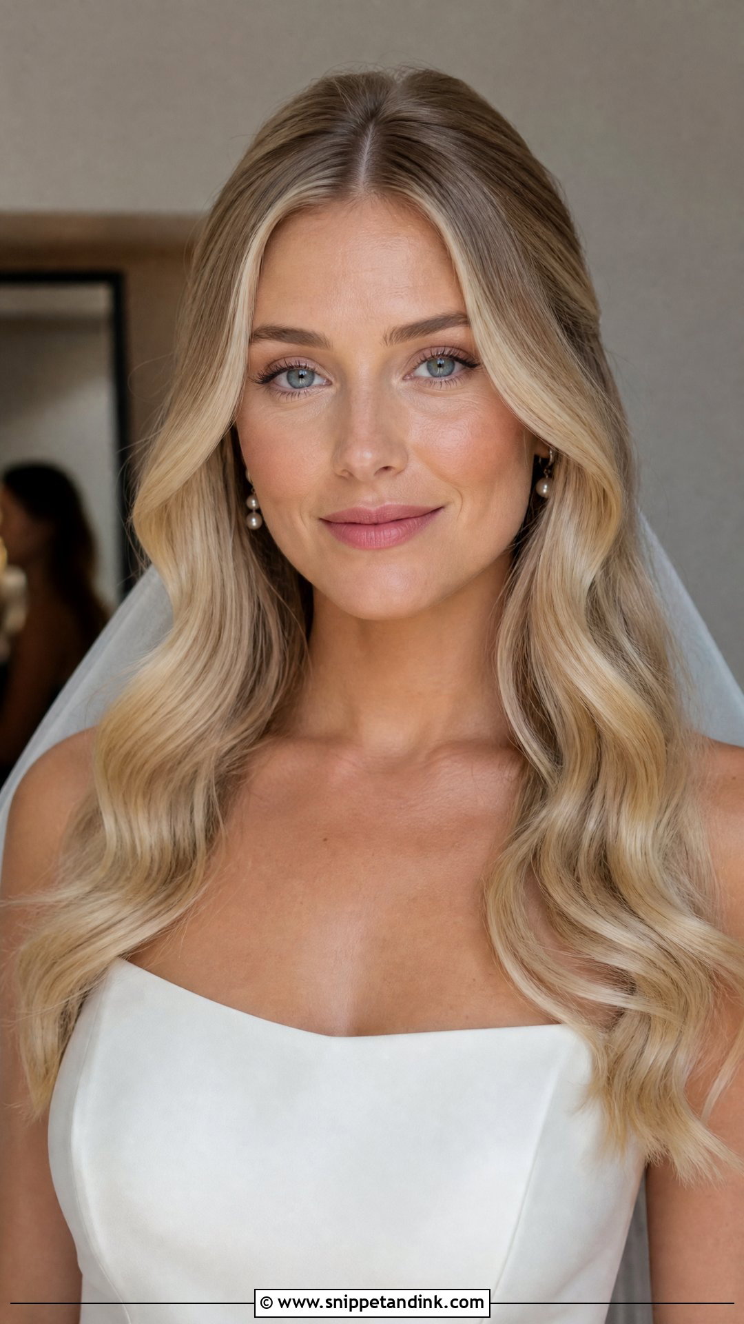 Blonde Bridal Center Part Waves - Snippet and Ink - 15 Blonde Bridal Hair Down Ideas