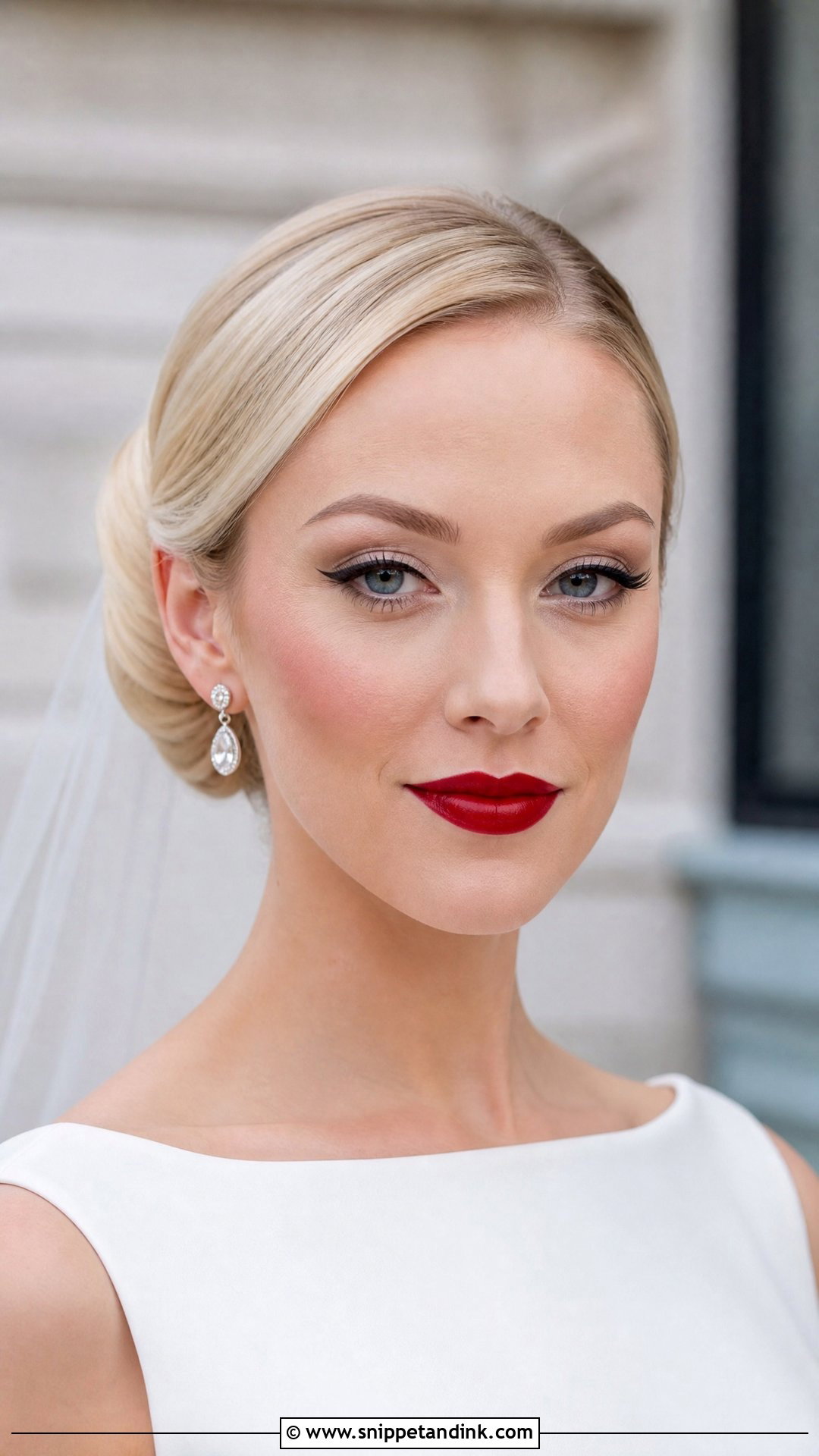 Blonde Bridal Classic Red Lip Makeup - Snippet and Ink - 20 Blonde Bridal Makeup Ideas