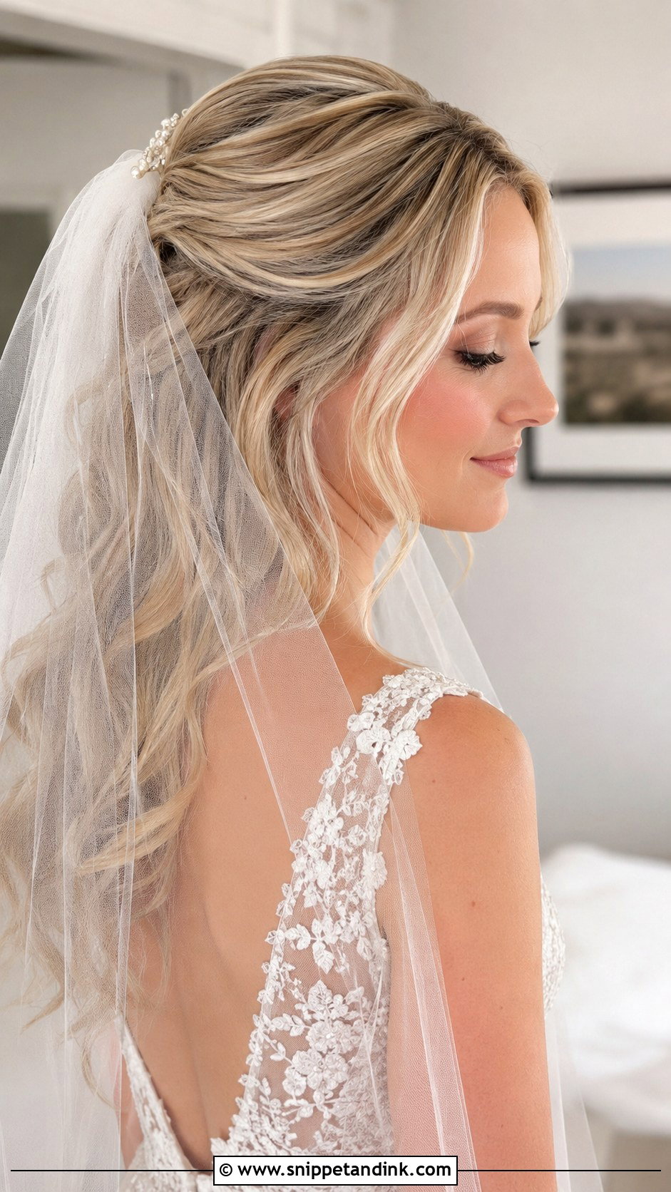 Blonde Bridal Hair With Veil Wedding Hairstyle - Snippet and Ink - 20 Blonde Hair Wedding Hairstyles