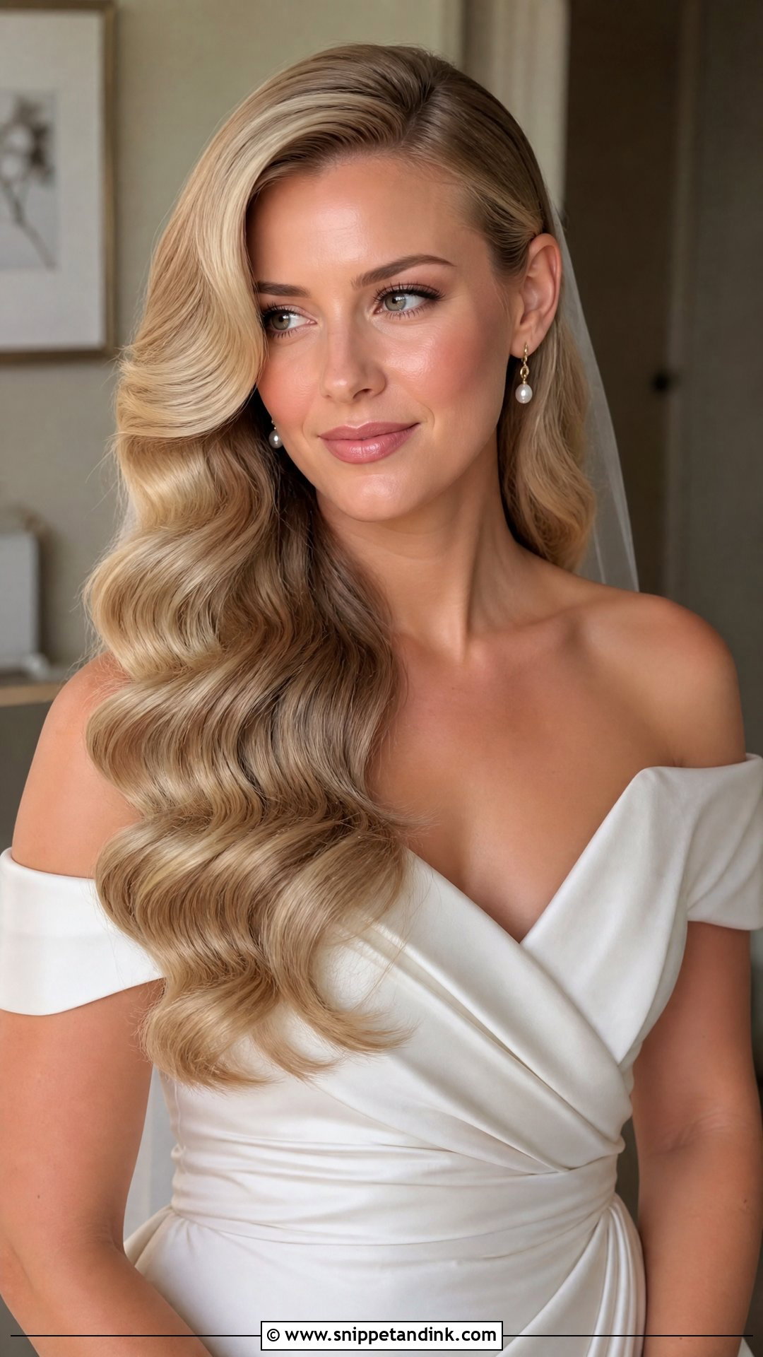 Blonde Bridal Hollywood Waves - Snippet and Ink - 15 Blonde Bridal Hair Down Ideas
