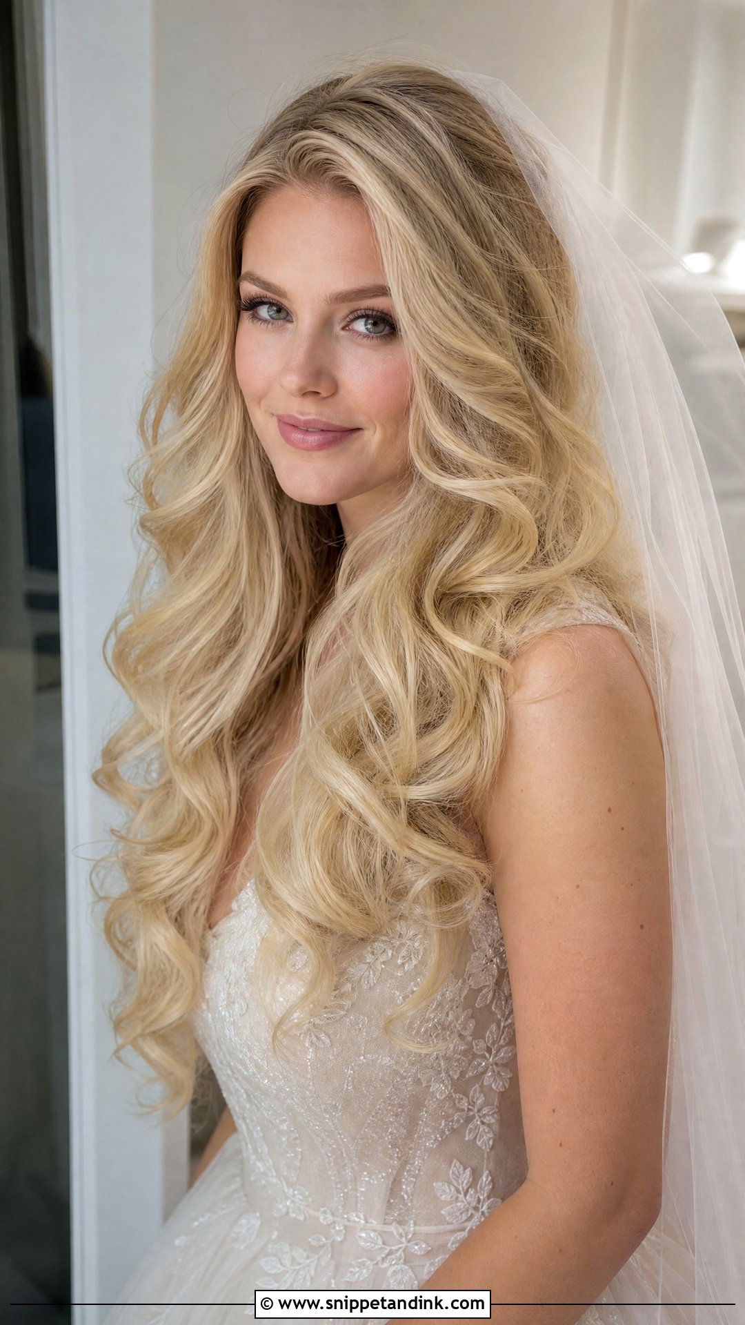 Blonde Bridal Long Loose Curls - Snippet and Ink - 15 Blonde Bridal Hair Down Ideas
