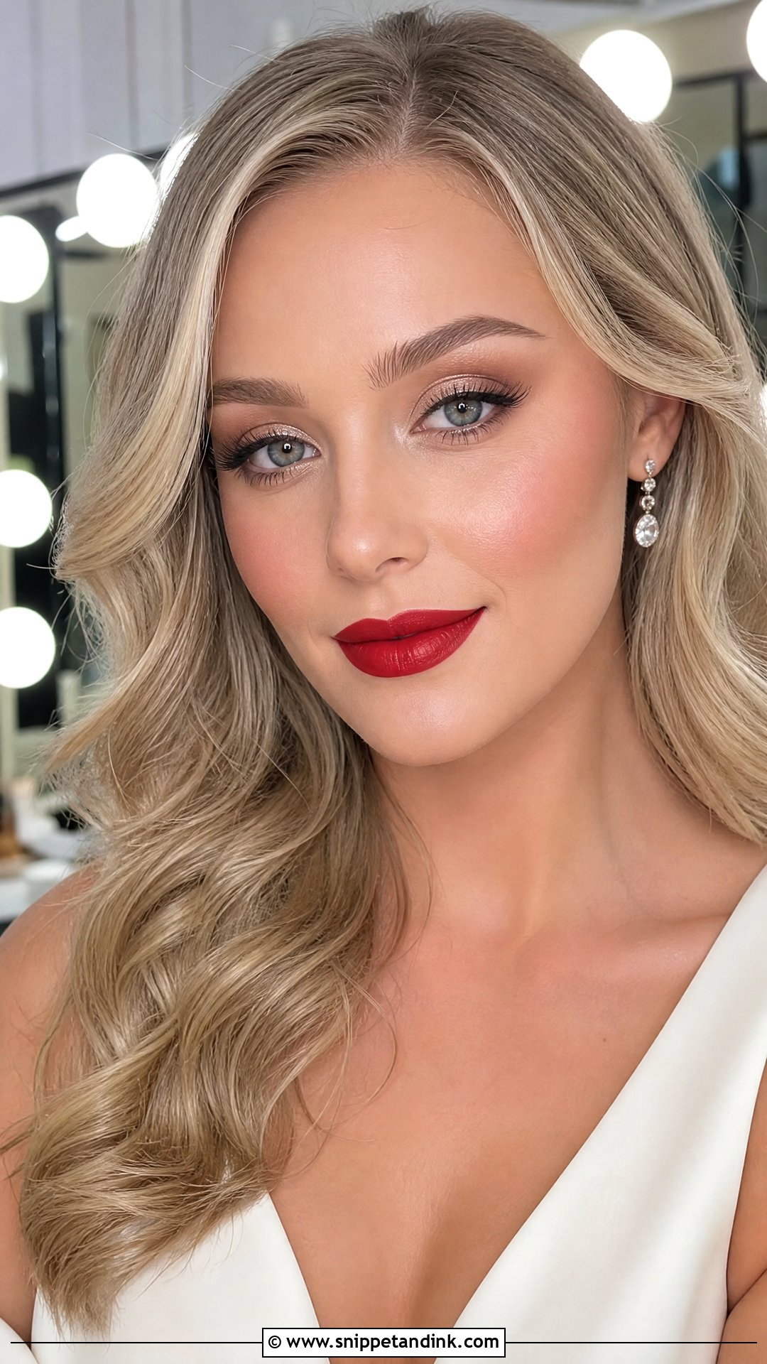 Blonde Bridal Makeup Red Lips - Snippet and Ink - 30 Bridal Makeup Red Lips