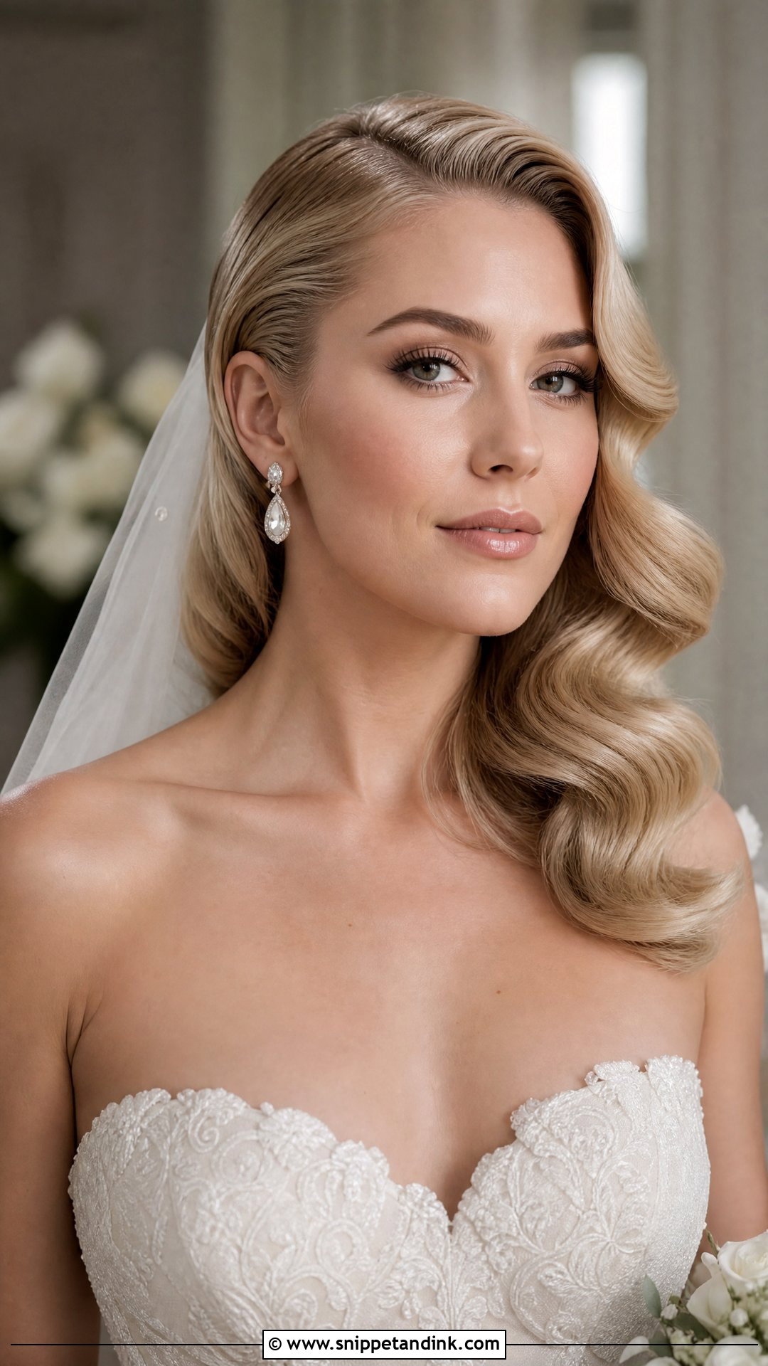 Blonde Bridal Old Hollywood Hair - Snippet and Ink - 15 Blonde Bridal Hair Down Ideas