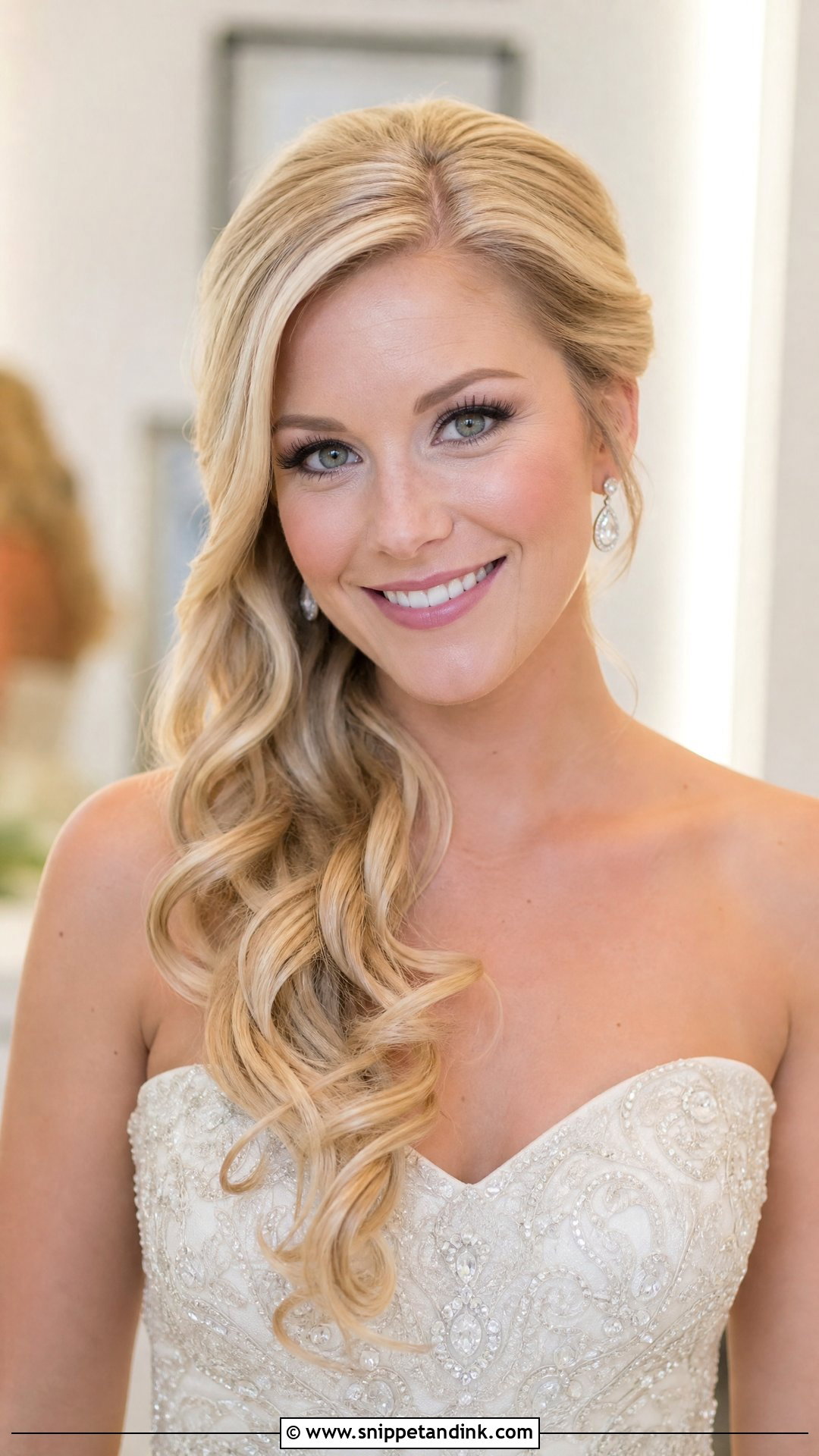 Blonde Bridal Side Swept Curls - Snippet and Ink - 15 Blonde Hair Bride Bridal Hairstyles